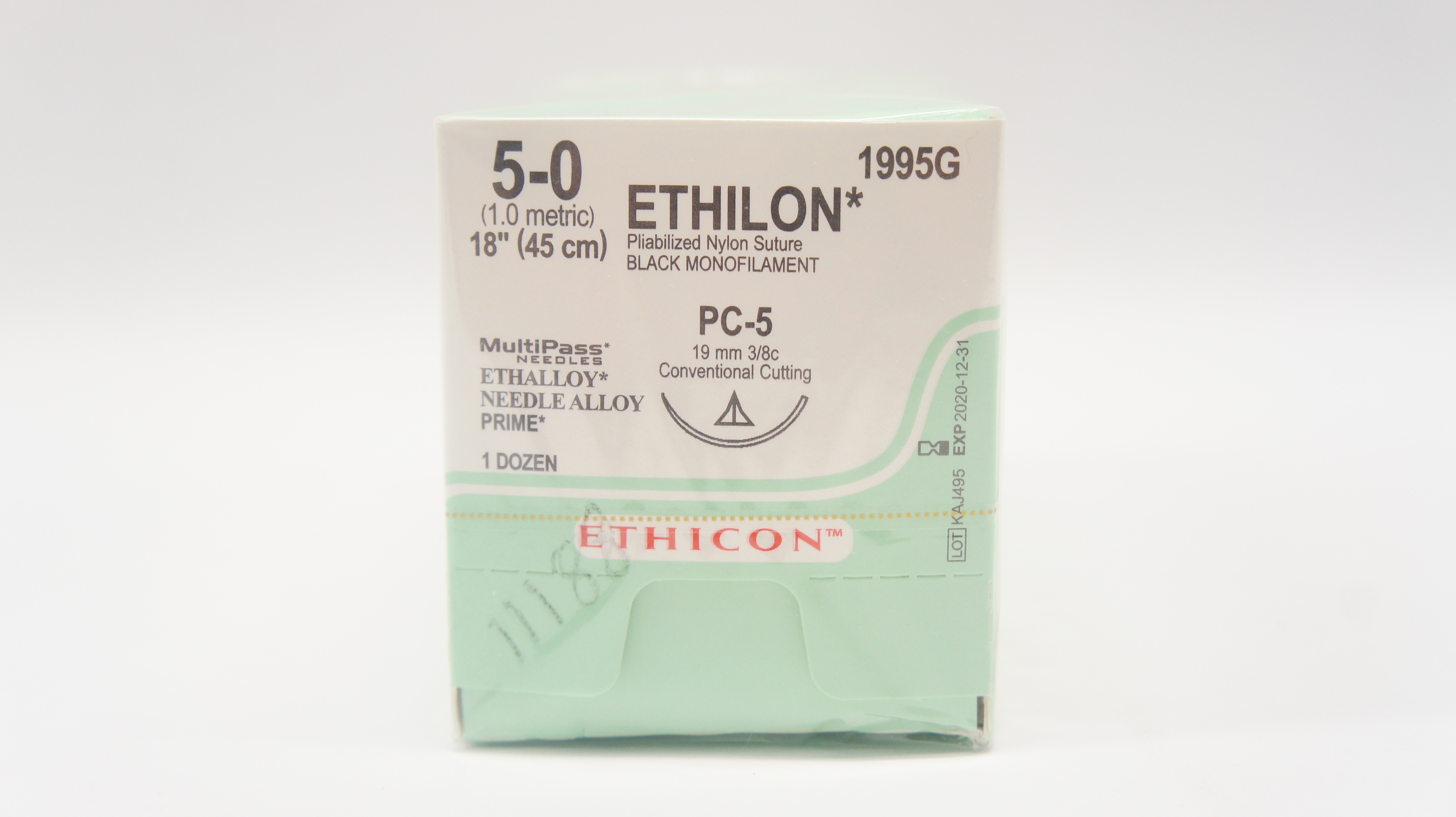 Ethicon 1995G 5-0 Ethilon Black 1x18inch PC-5 19mm Multipass Ndle. (x)-Box of 12