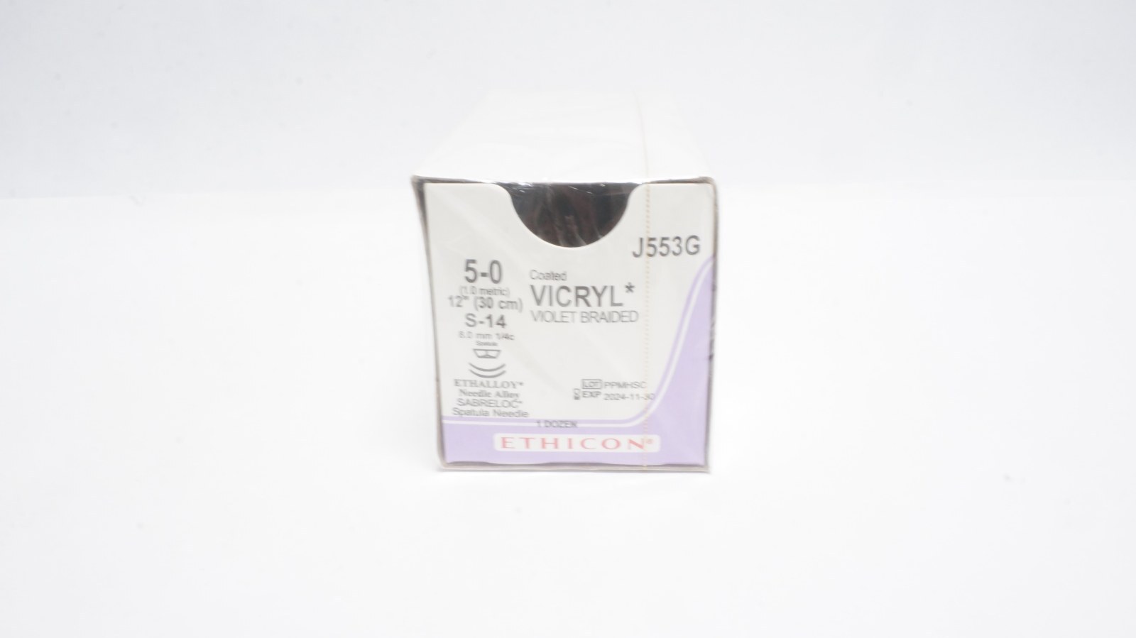 ETHICON J553G VICRYL Sutures 5-0 Violet 12" S-14 Needle