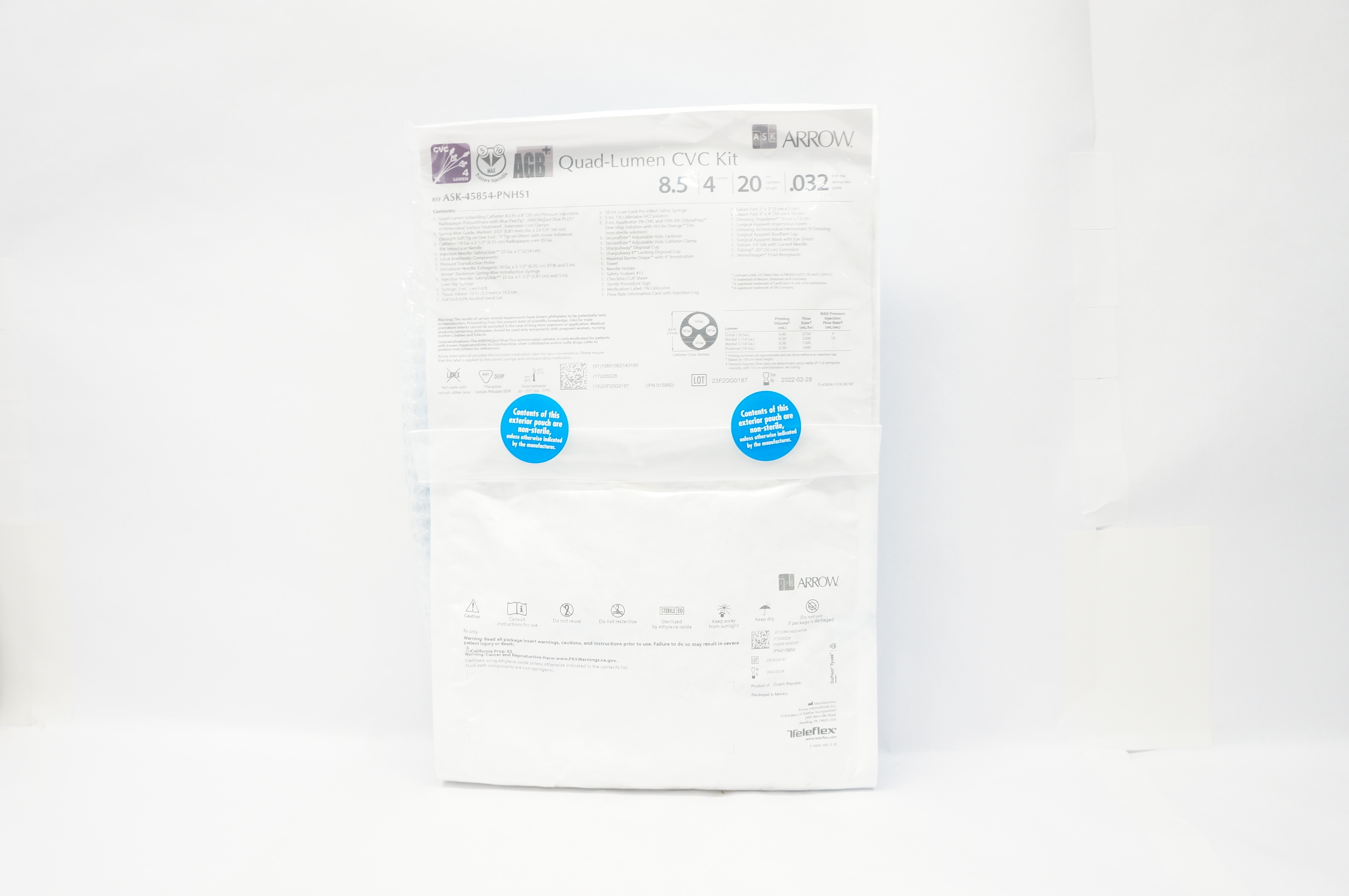 Arrow ASK-45854-PNHS1 Teleflex Quad-Lumen CVC Kit 8.5Fr. x 20cm (x)