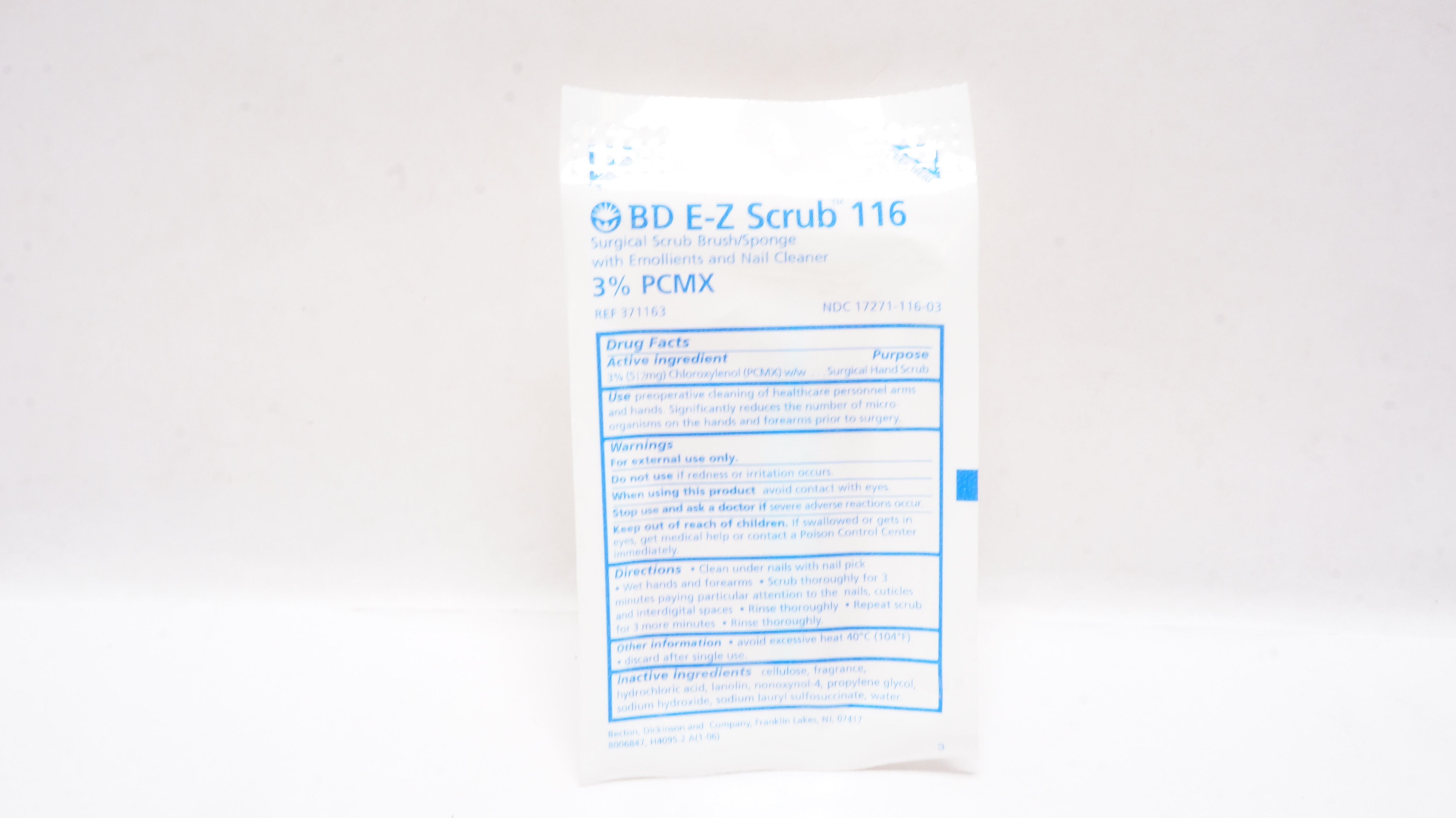 BD 371163 EZ Scrub 116 Surgical Scrub Brush/Sponge with 3% PCMX (x)