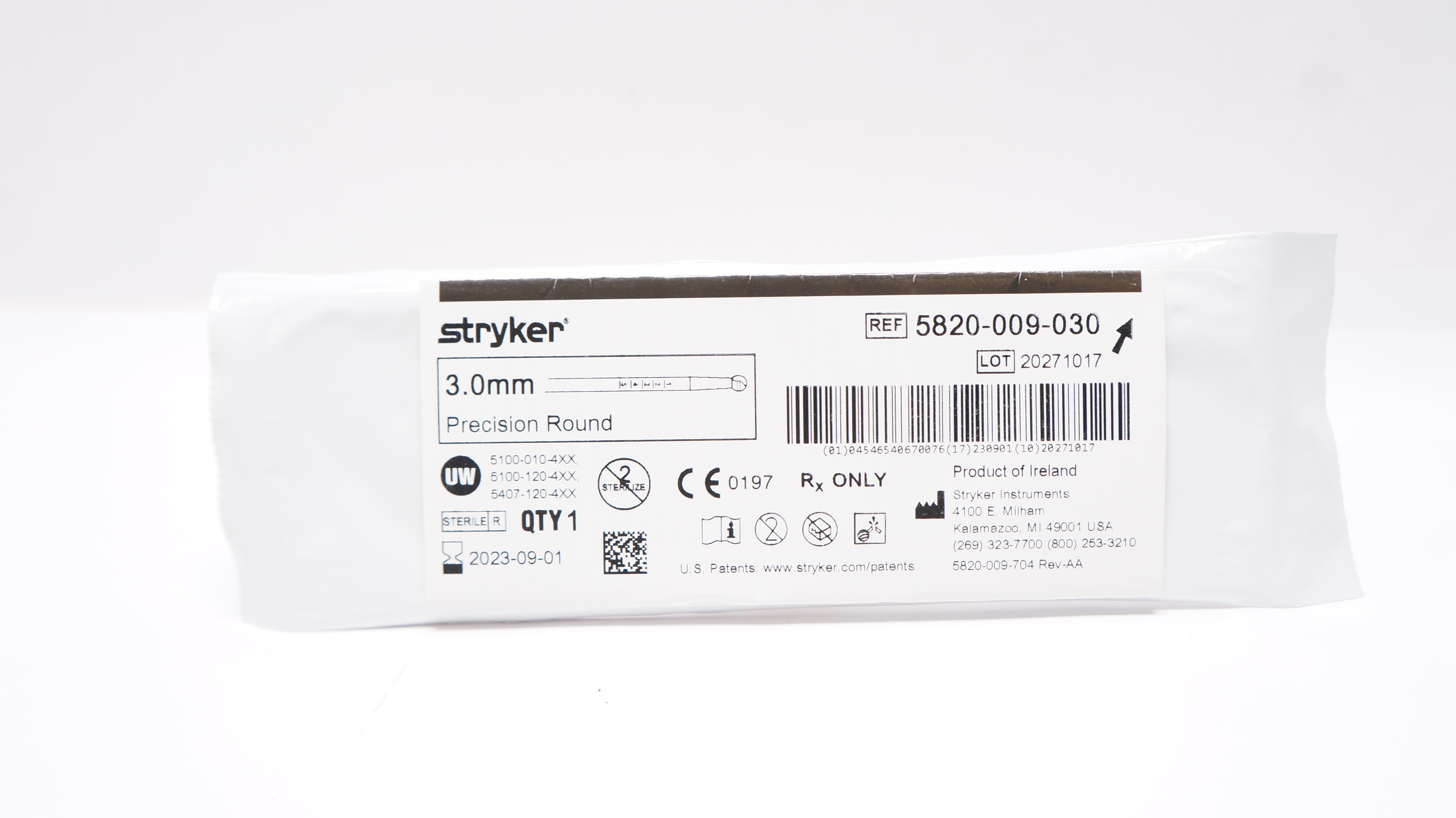 Stryker 5820-009-030 Precision Round Bur 3.0mm (x)