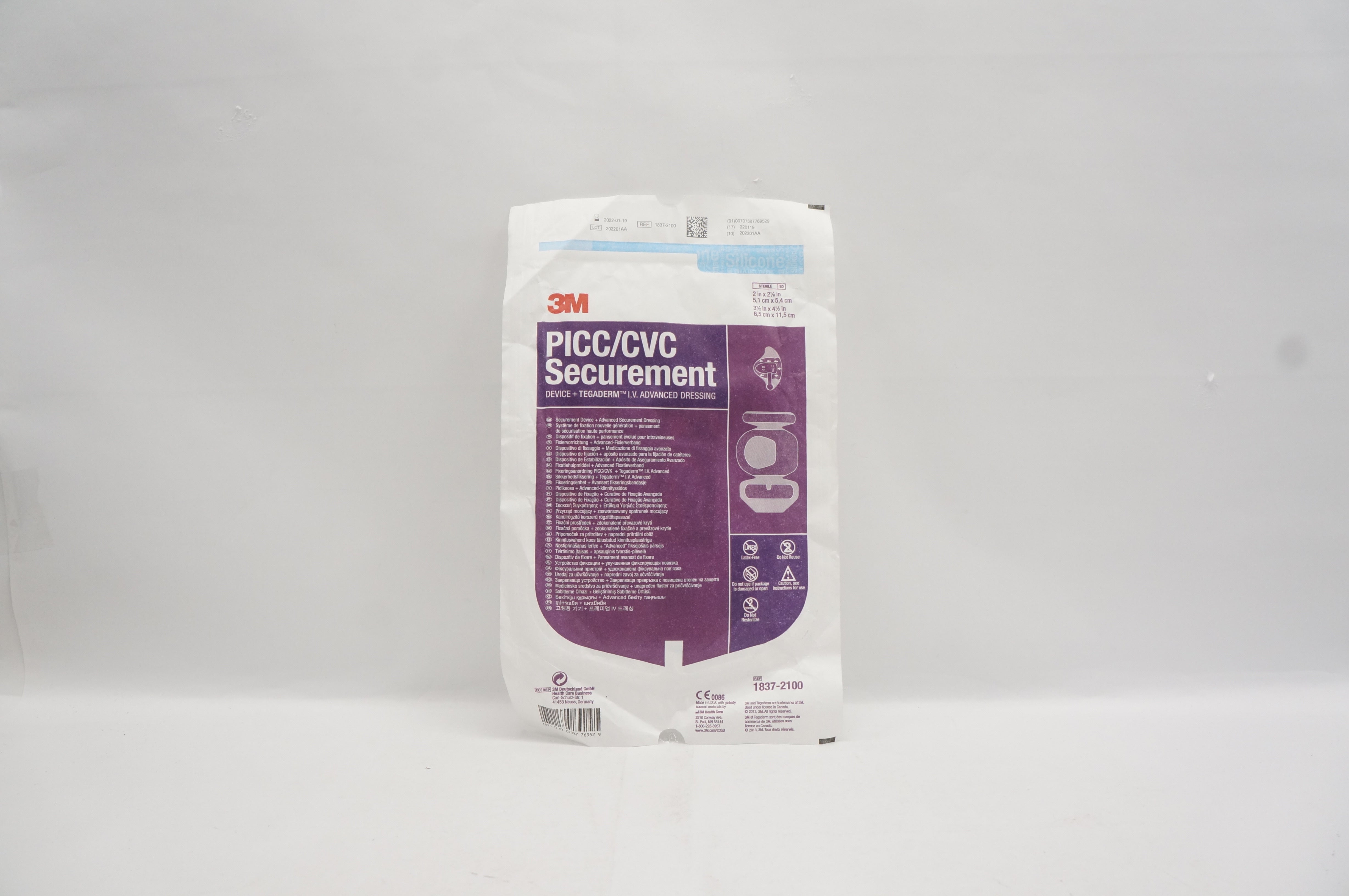 3M 1837-2100 PICC/CVC Securement Device Dressing 2 x 2-1/8inch (x)