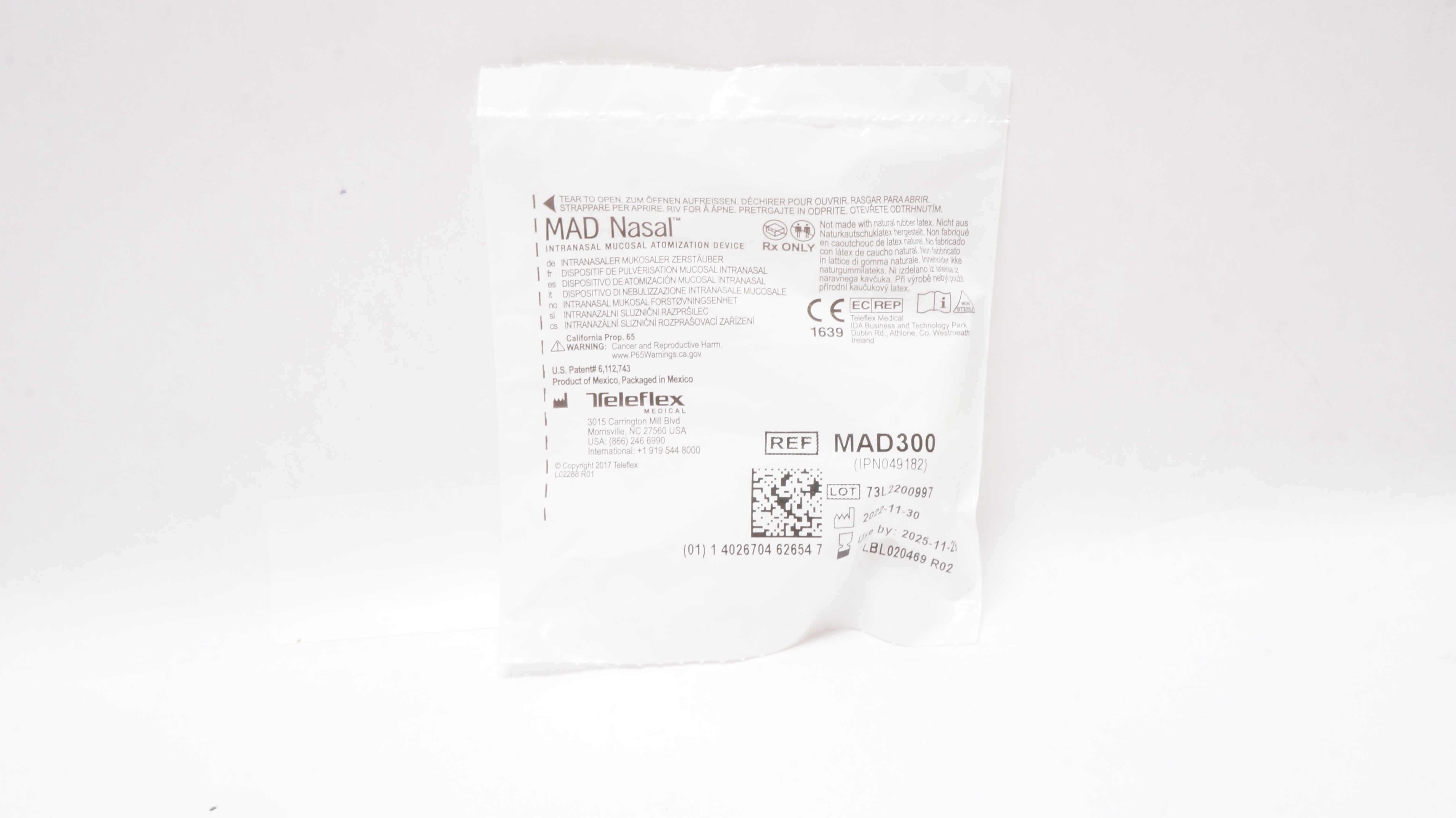Teleflex MAD300 MAD Nasal Intranasal Mucosal Atomization Device