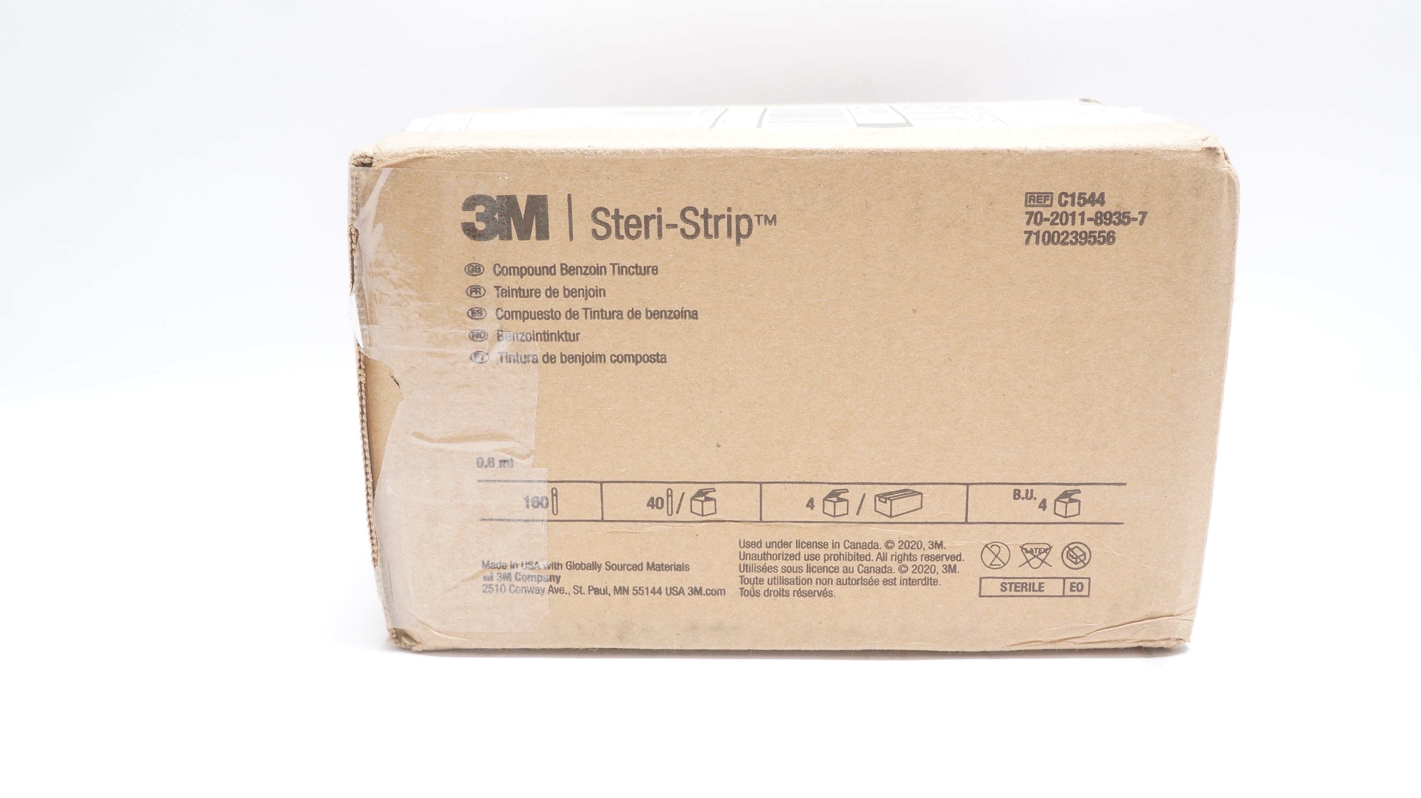 3M C1544 Steri-Strip Compound Benzoin Tincture 0.6mL - Box of 160