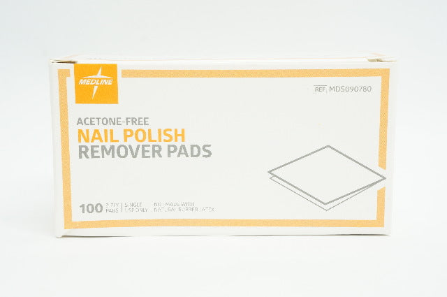 Medline MDS090780 Acetone-Free Nail Polish Remover Pads 2-Ply - Box of 24