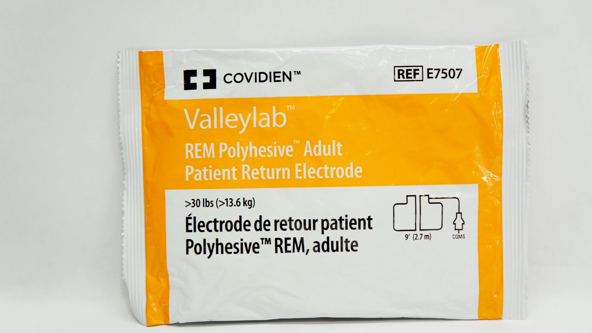 Covidien E7507 Valleylab REM Polyhesive Adult Patient Return Electrode >30lbs(x)