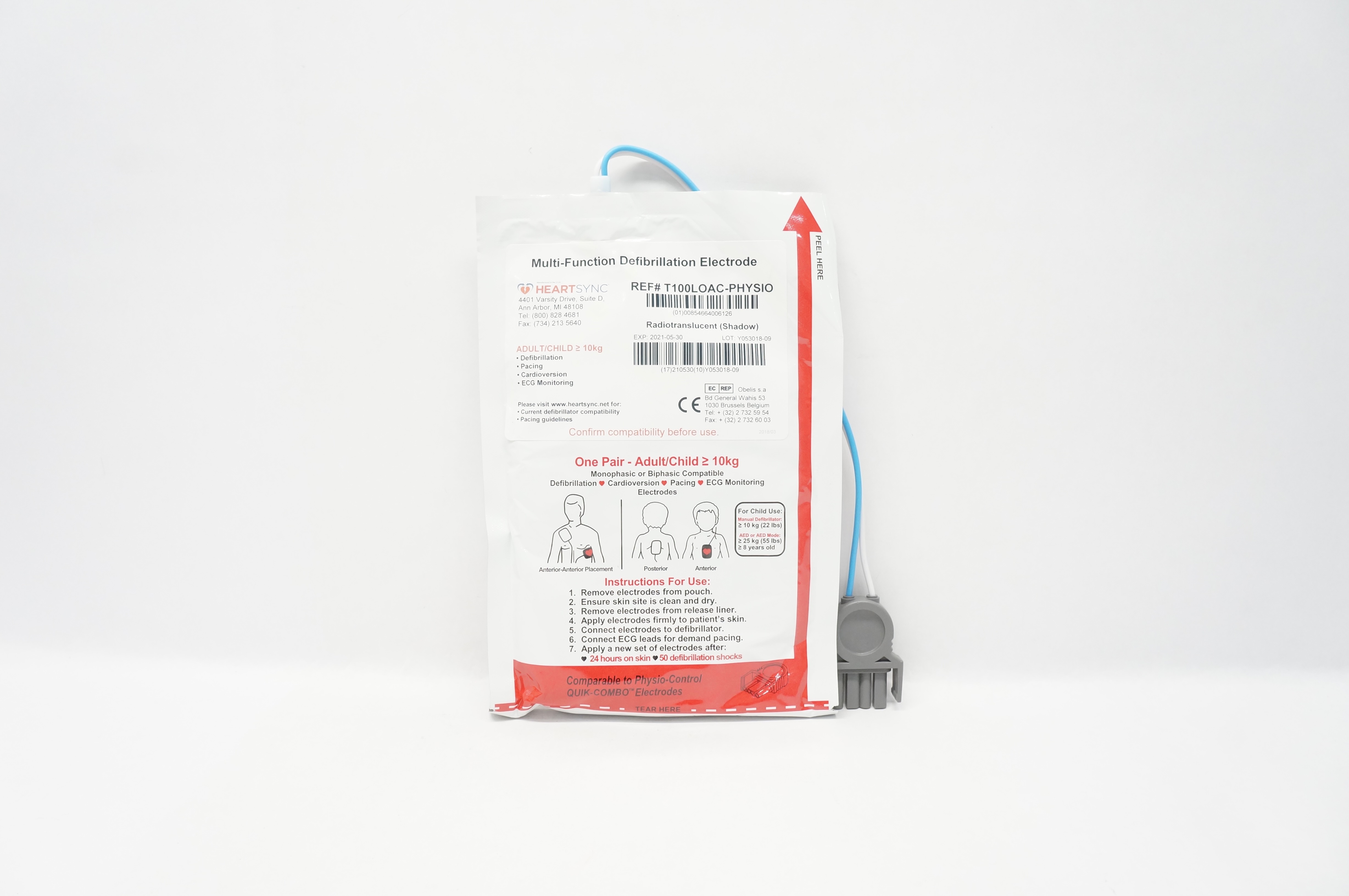 HeartSync T100LOAC-PHYSIO Multi-Function Defibrillation Electrode ≥22lbs