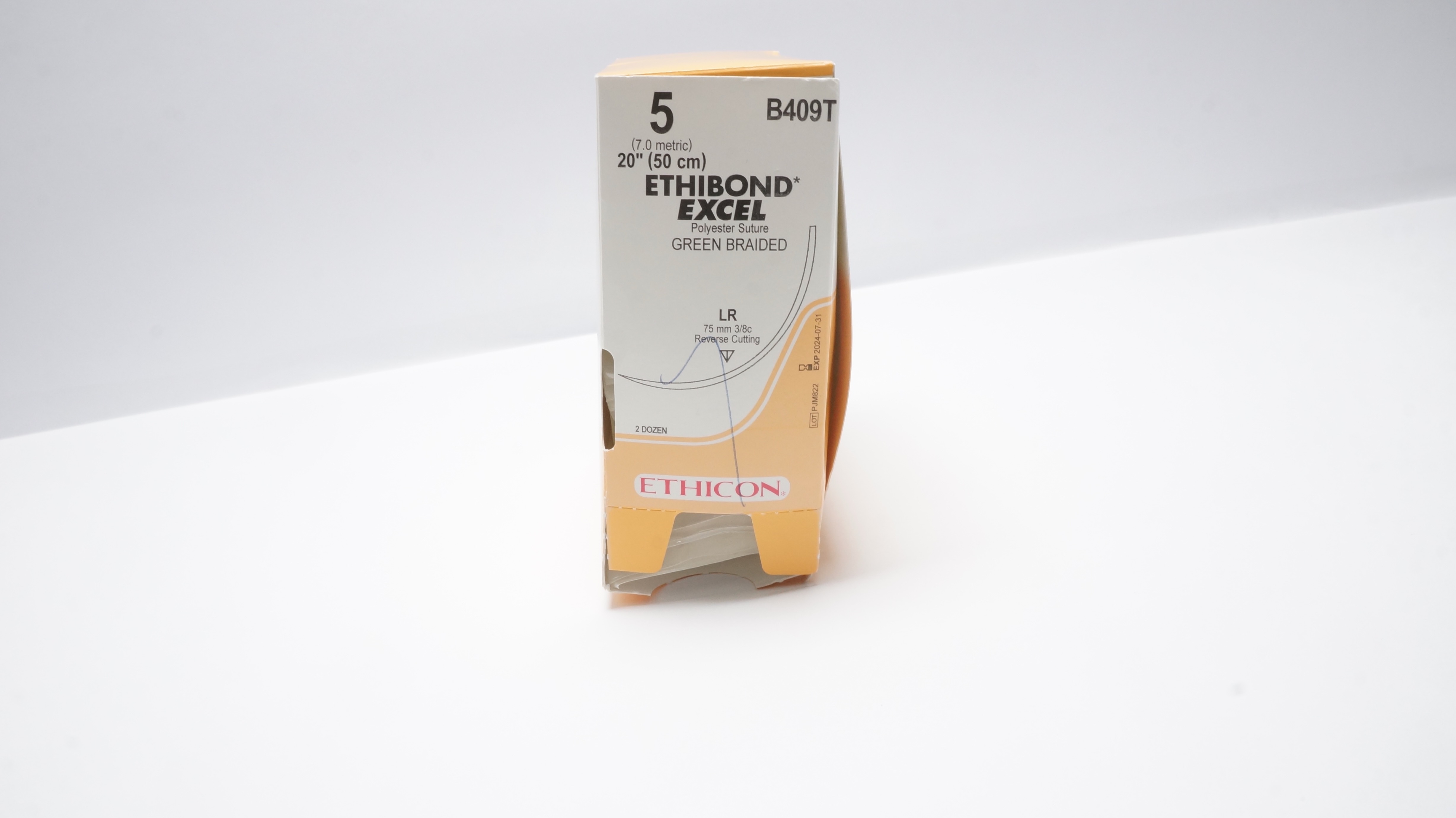 Ethicon B409T 5 Ethibond Excel LR 75mm 3/8c Reverse Cut. 20In - Box of 24(x)