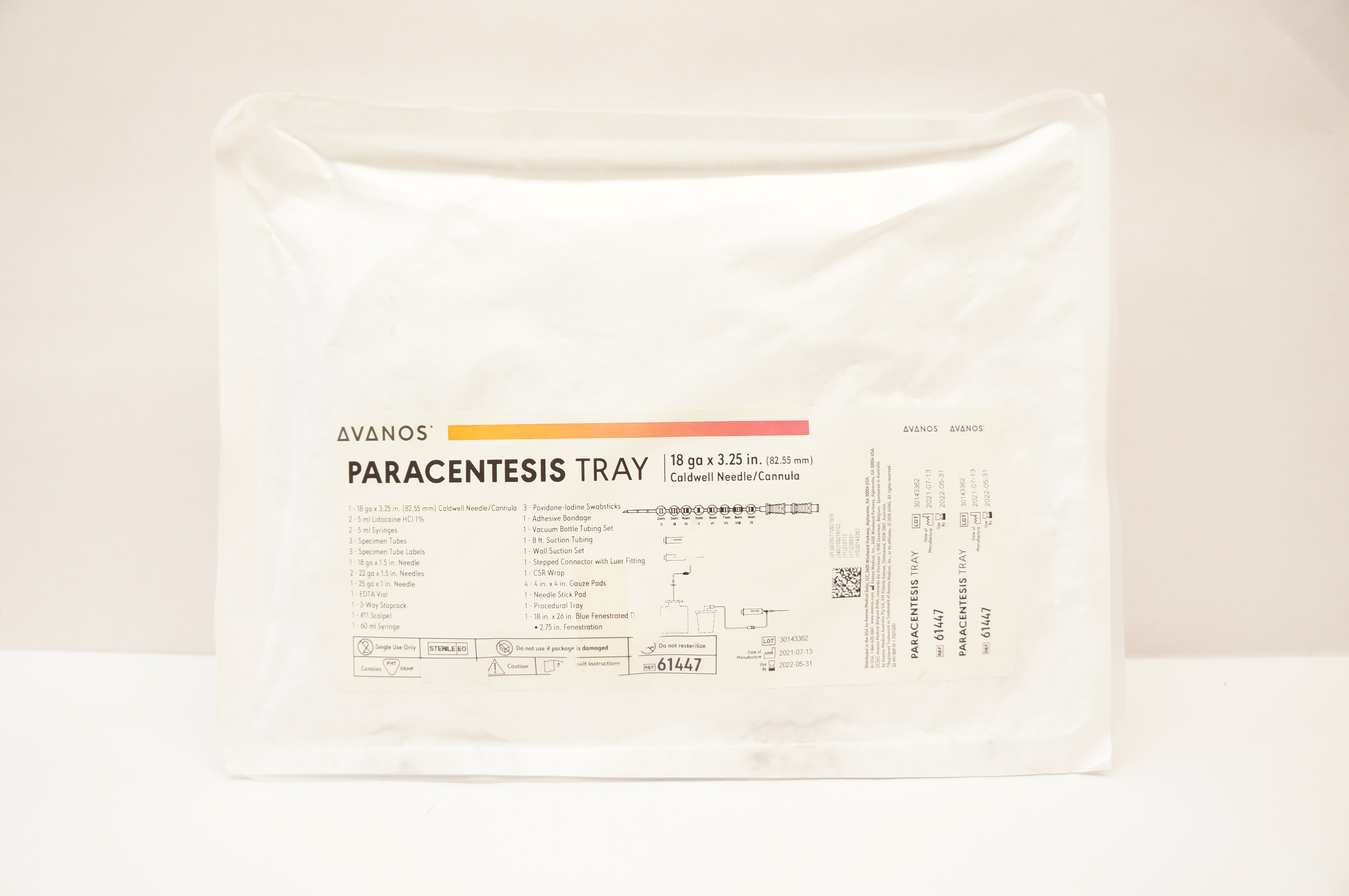 Avanos 61447 Paracentesis Tray 18ga x 3.25inch (x)
