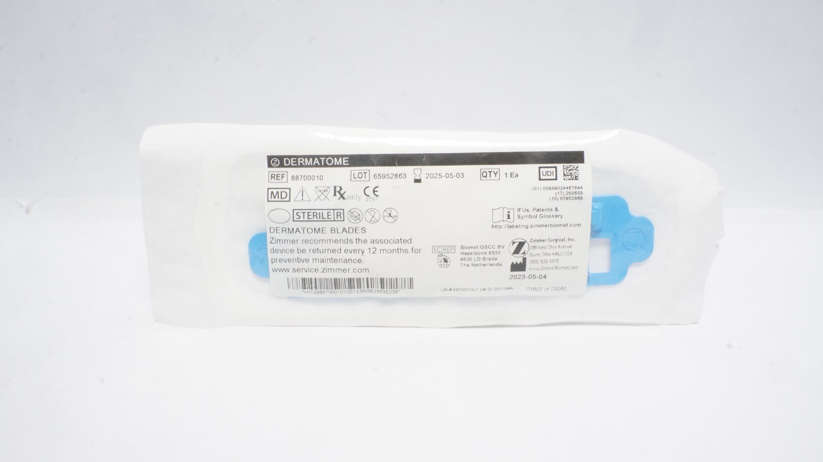Zimmer Dermatome Blades REF 88700010 Sterile Surgical