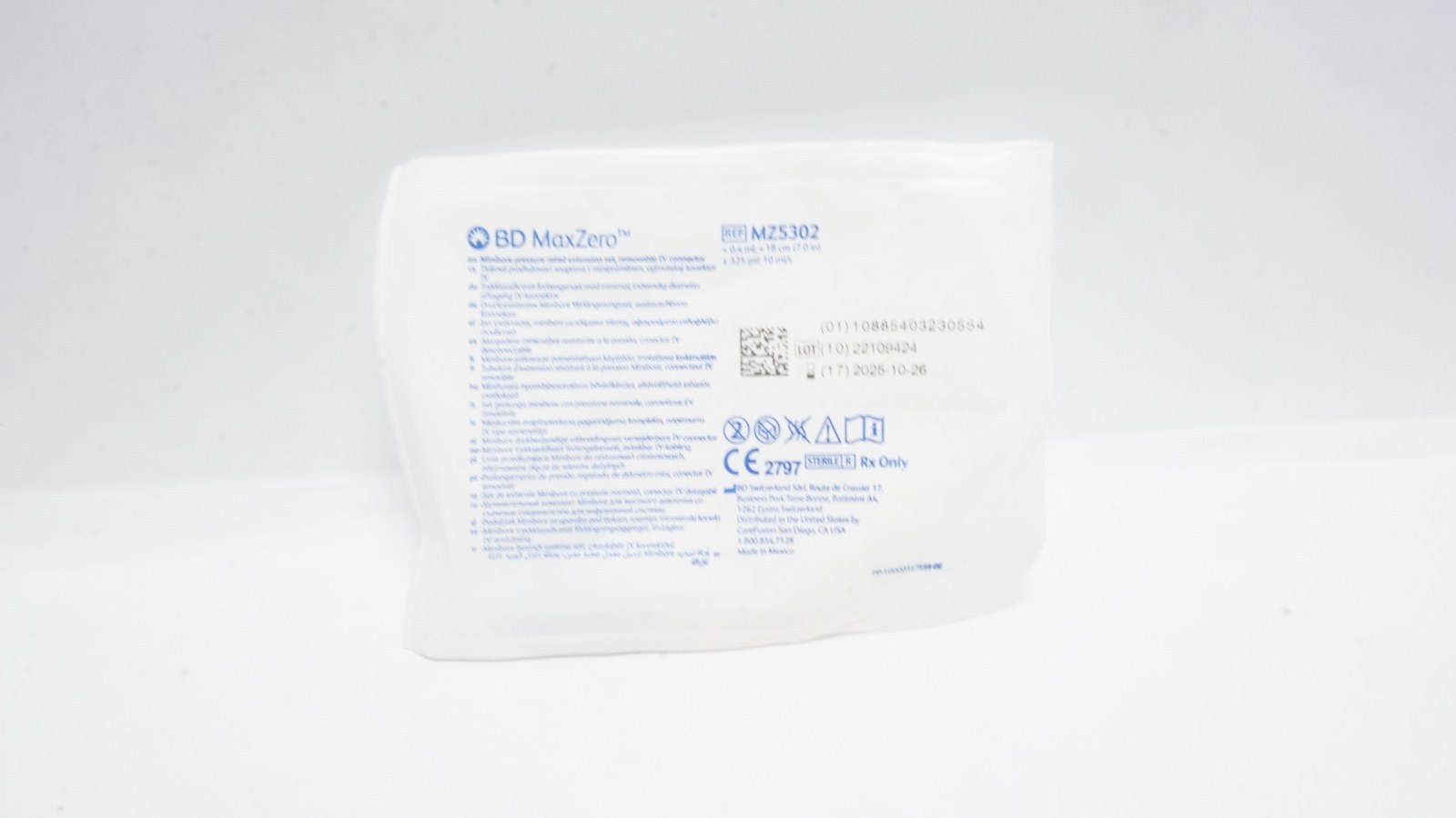 BD MZ5302 MaxZero Minibore Extension Set 0.4 mL 18 cm