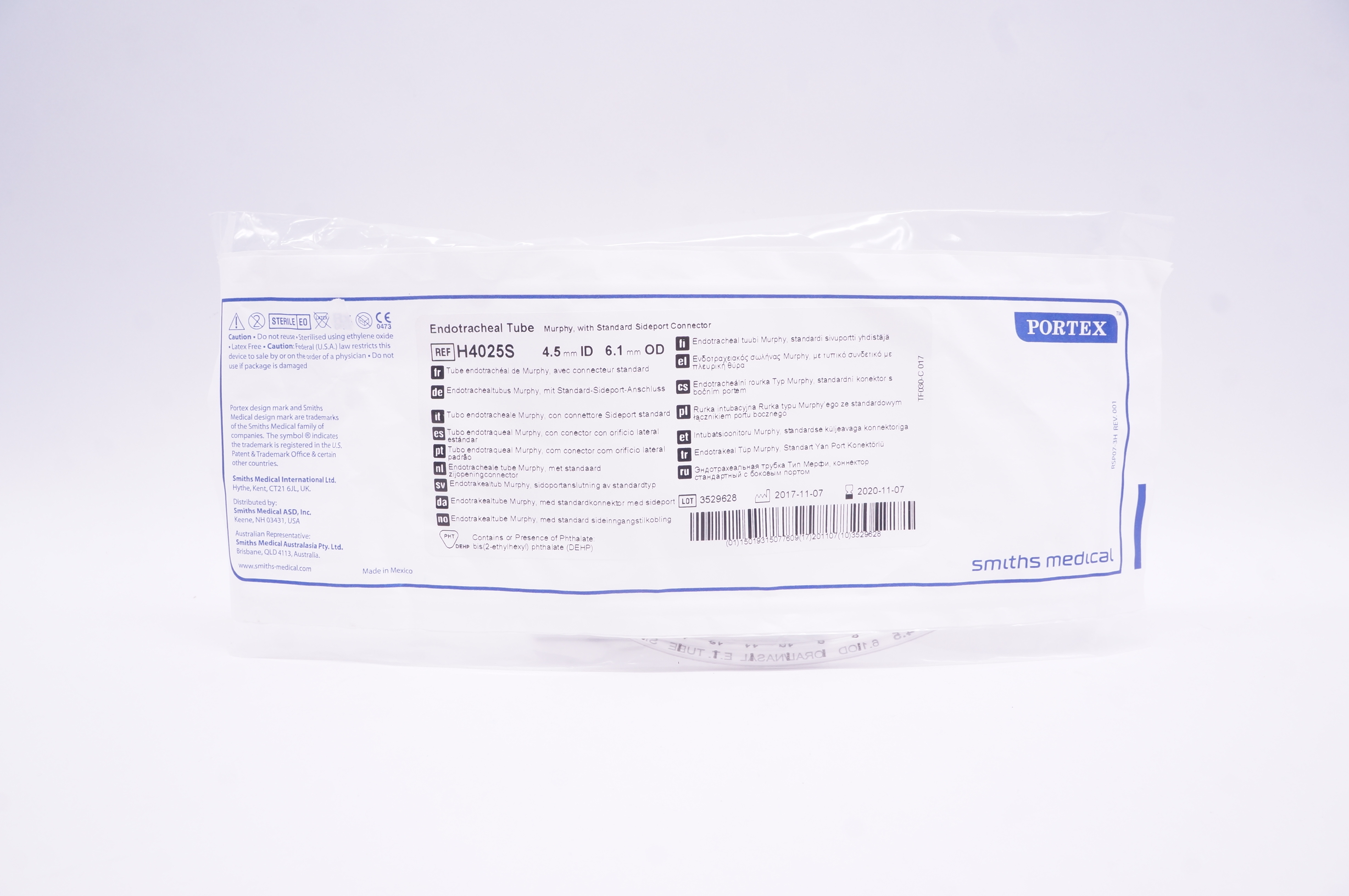 Smiths Medical H4025S Endotracheal Tube Murphy 4.5 x 6.1mm (x)