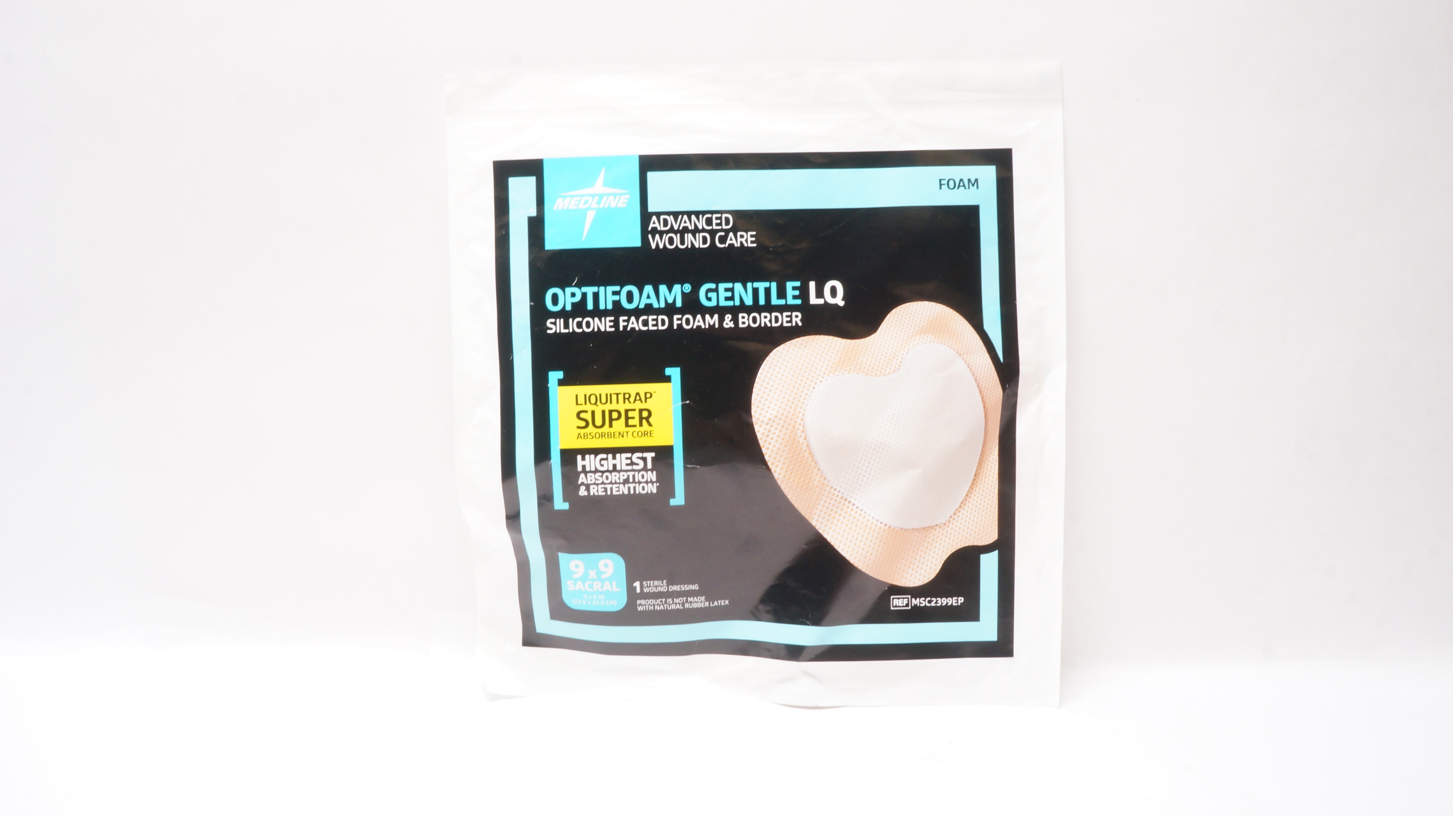 Medline MSC2399EP Optifoam Gentle LQ Silicone Faced Foam&Border 9x9 inch