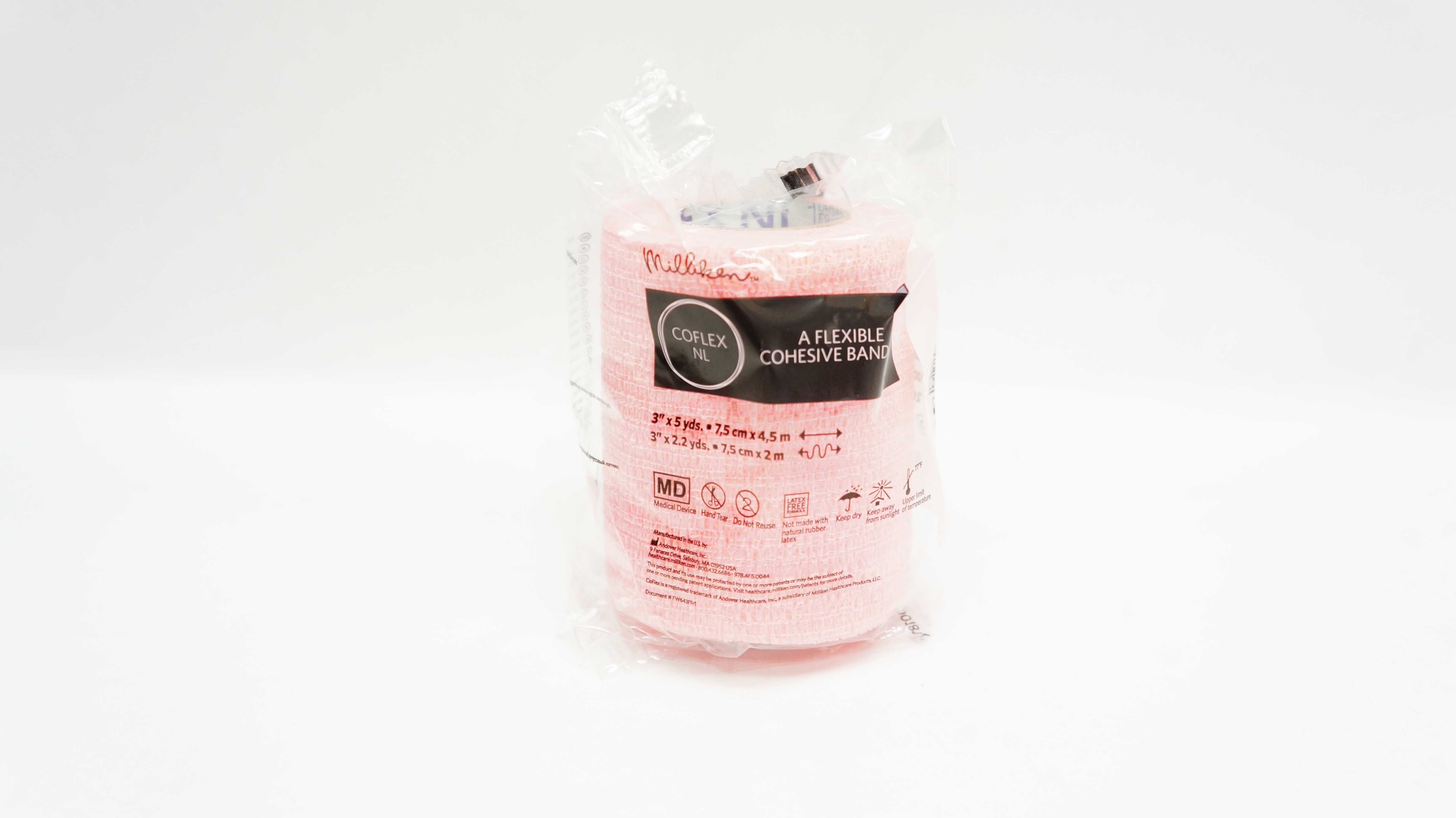 Milliken 5300CP Coflex NL A Flexible Cohesive Band 3Inx5yds,3In x 2.2yds,Pink