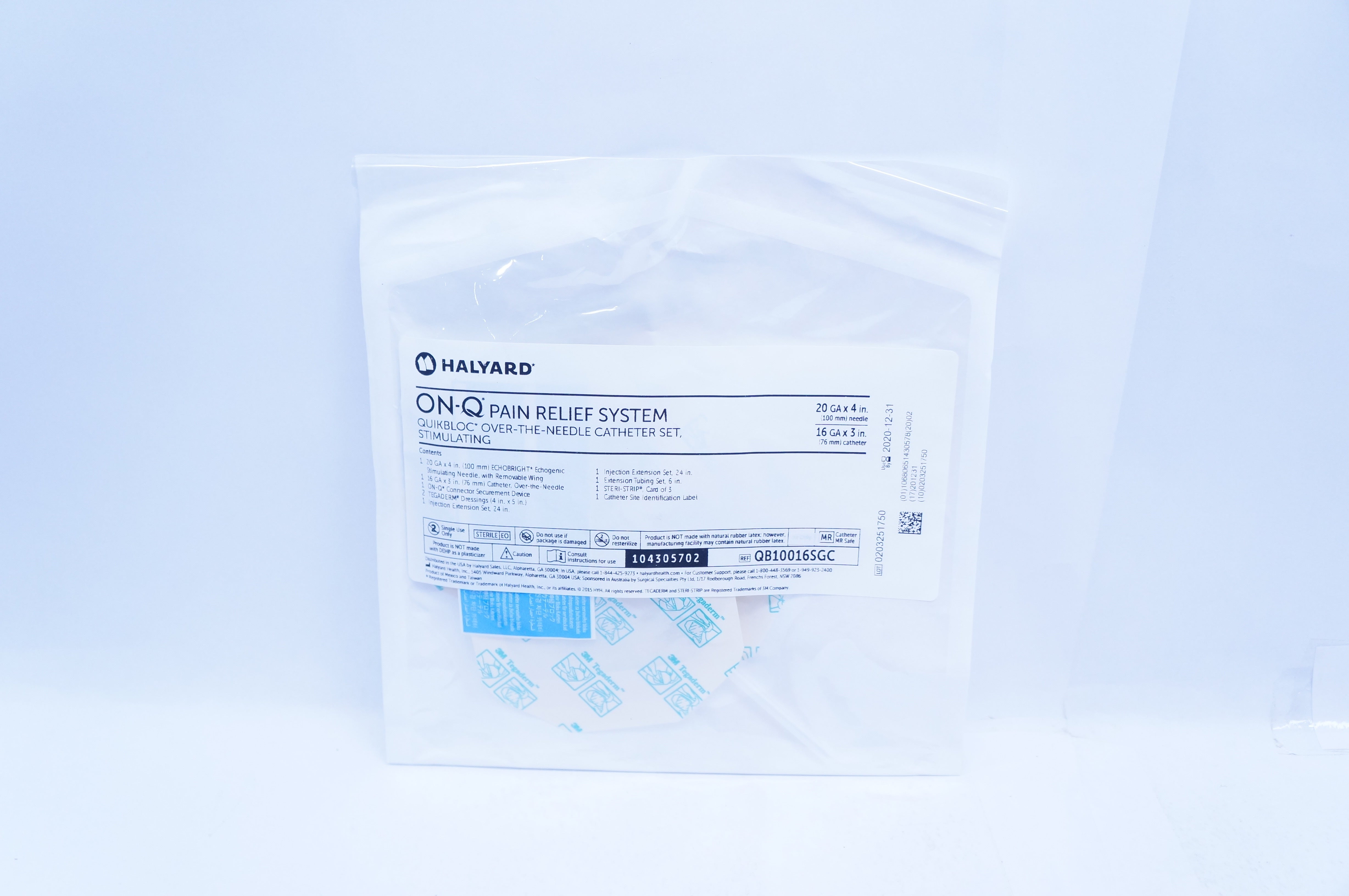 Halyard QB10016SGC ON-Q Pain Relief System Over-The-Ndle Cath. Set 16Gax3in. (x)