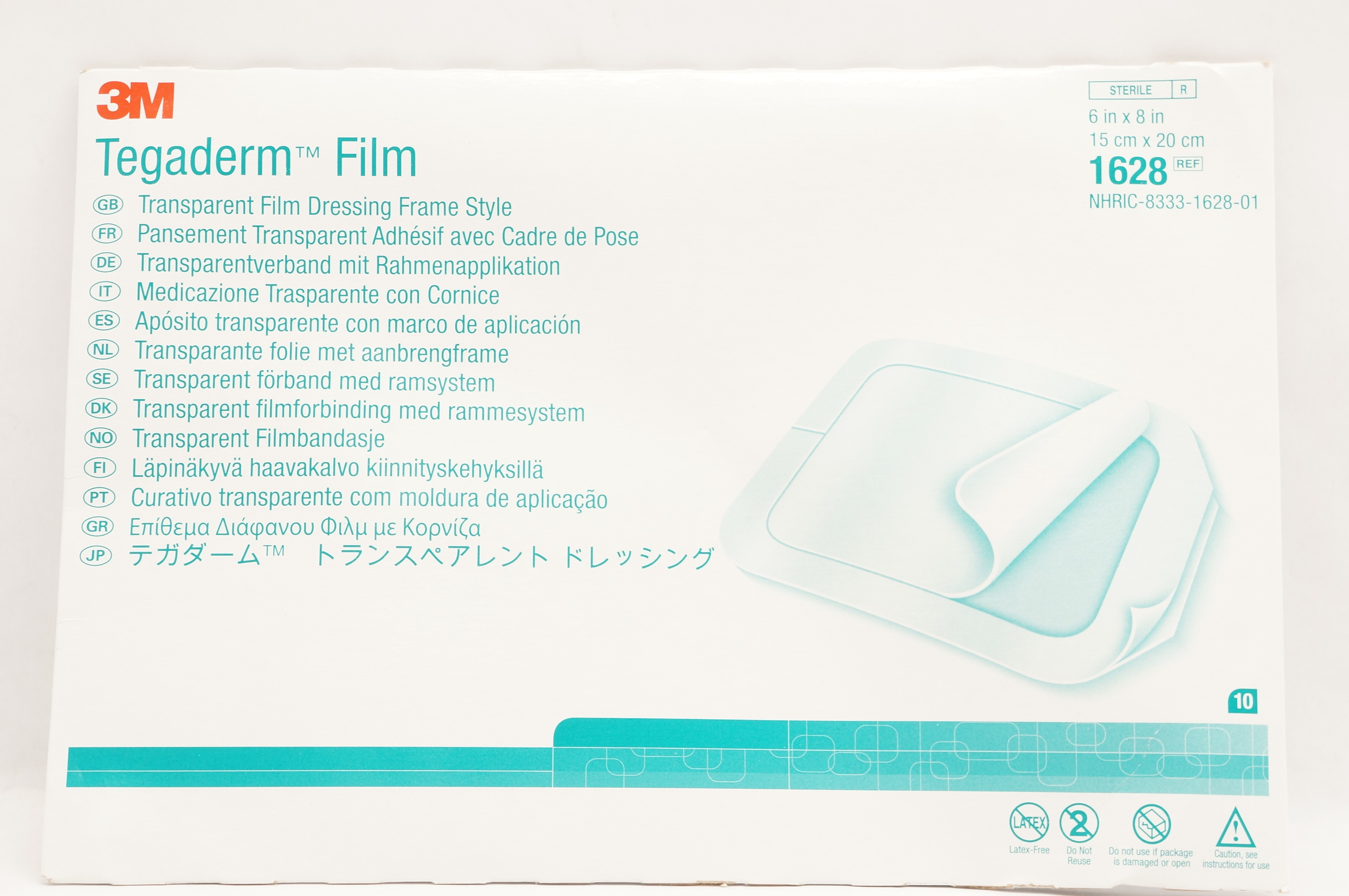 3M 1628 Tegaderm Transparent Film Dressing Frame Style 6inch x 8inch