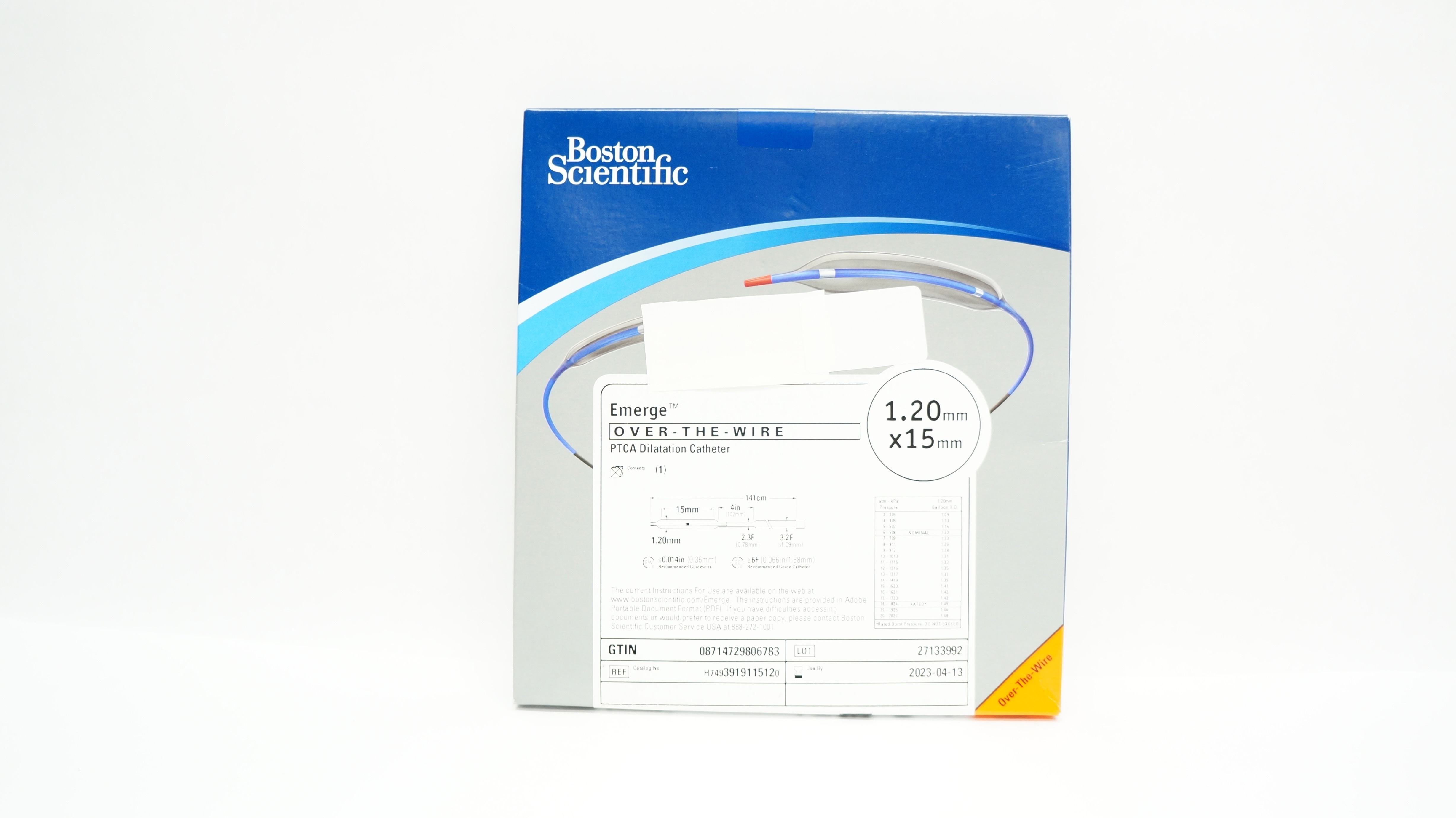 Boston Scientific H7493919115120 Emerge PTCA Dilatation Cath. 1.20 x 15mm (x)