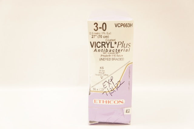 Ethicon VCP663H 3-0 VICRYL Plus Polyglactin Stre KS 60mm 27 inch (x) - Box of 36