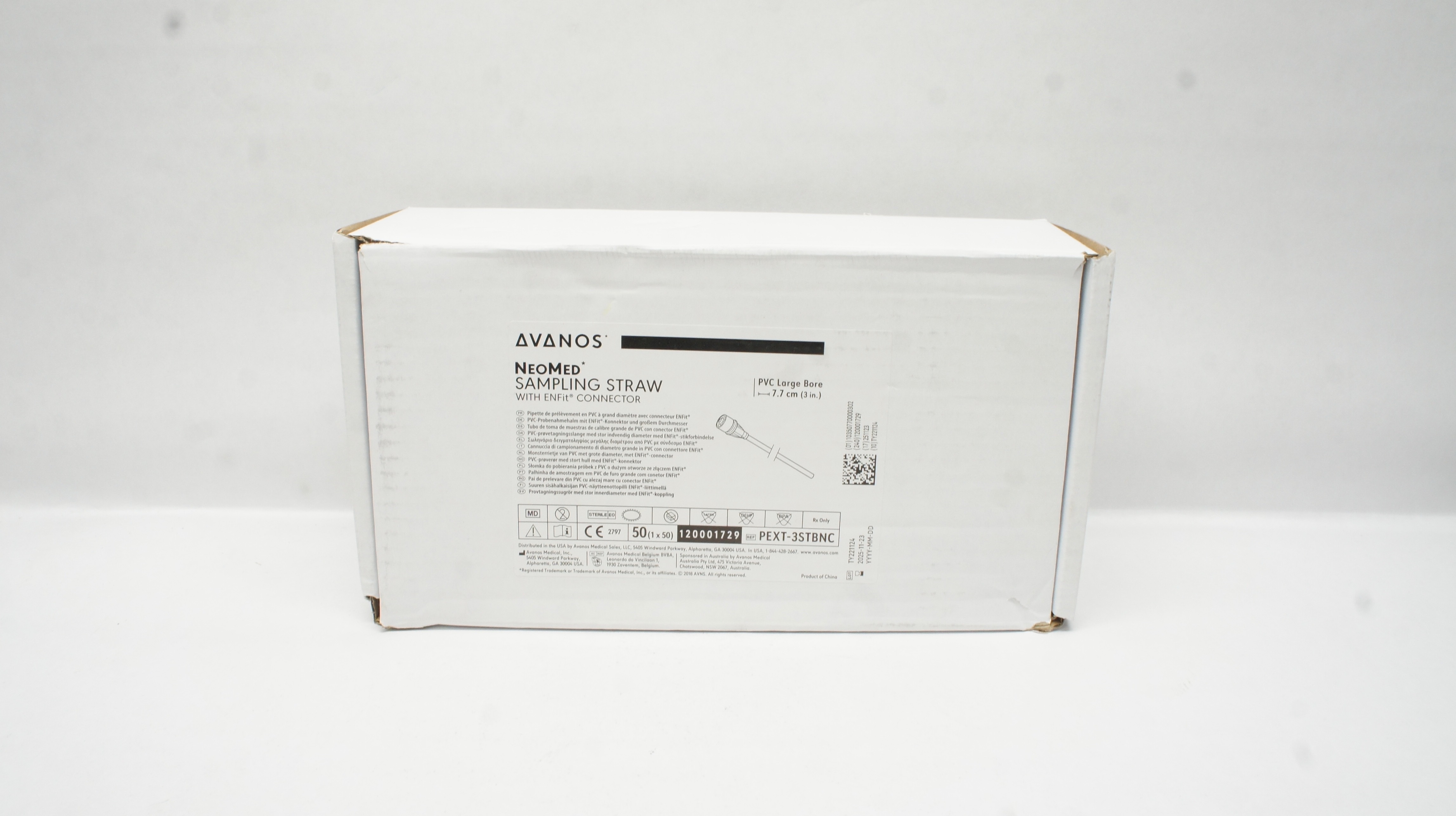 Avanos PEXT-3STBNC NeoMed Sampling Straw w/ENFit Connector 3inch - Box of 50