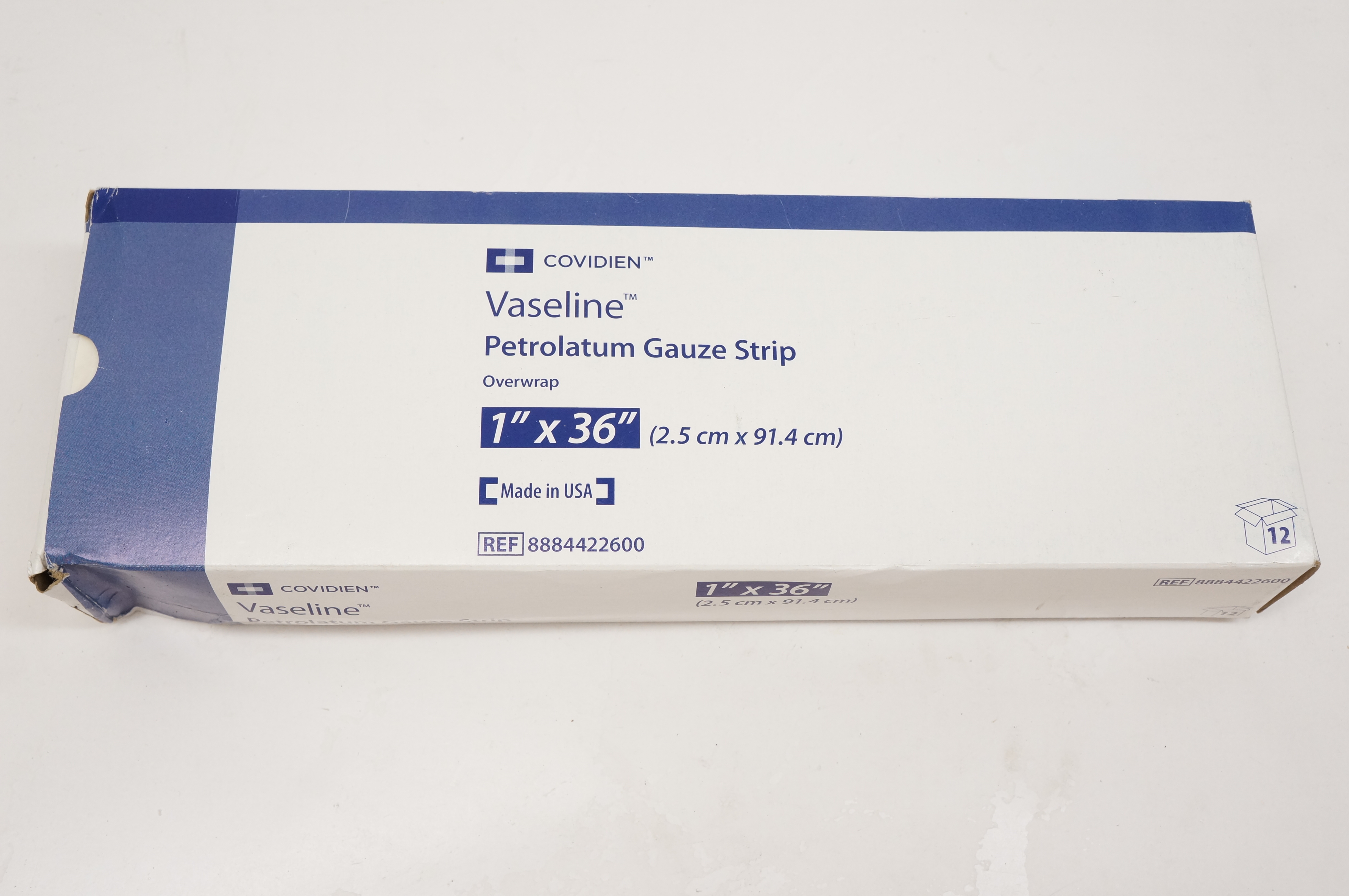Covidien 8884422600 Vaseline Petrolatum Gauze Strip 1inch x 36inch (x)-Box of 12
