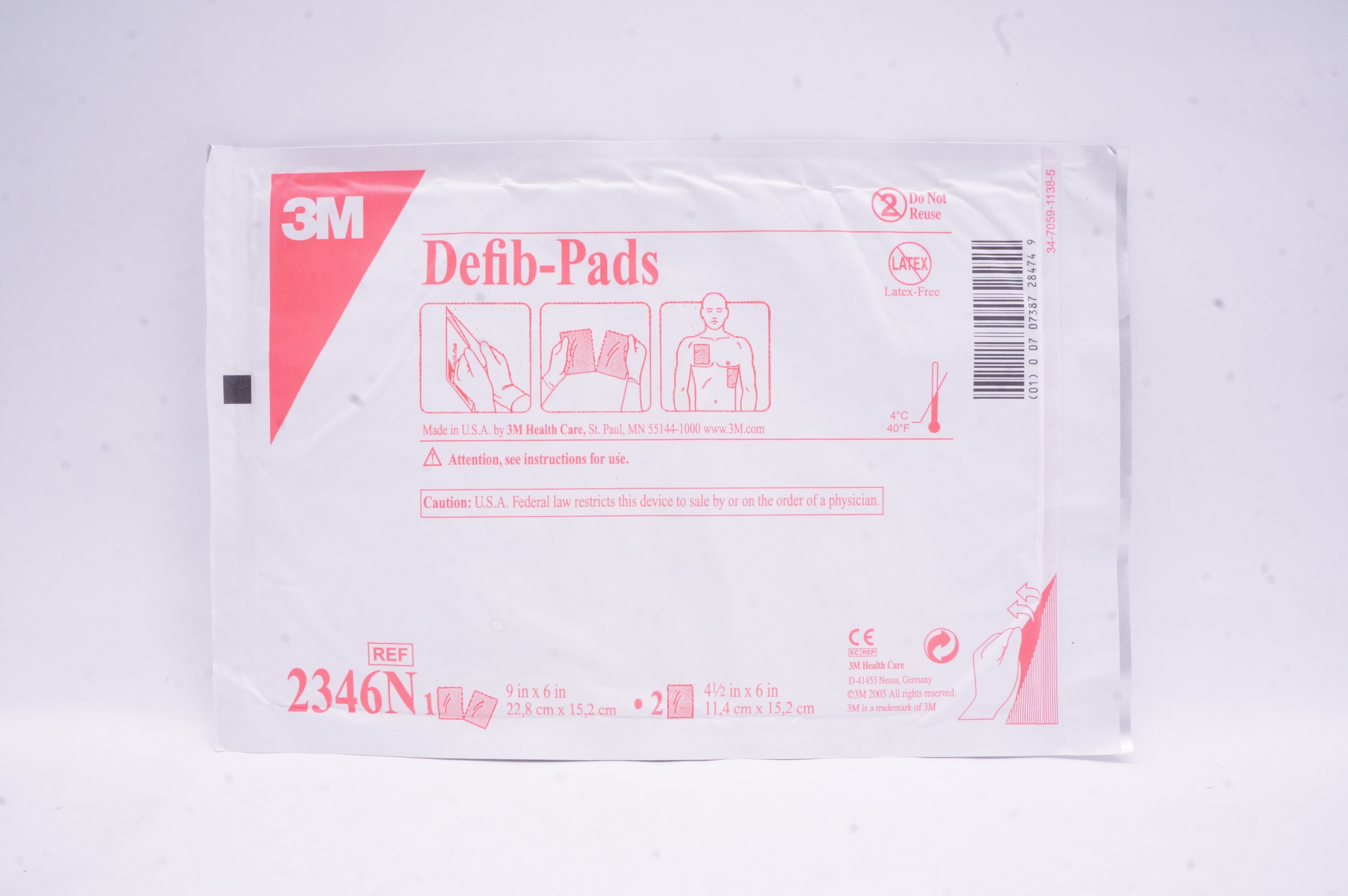 3M 2346N Defib-Pads 9inch x 6inch, 4-1/2inch x 6inch (x)