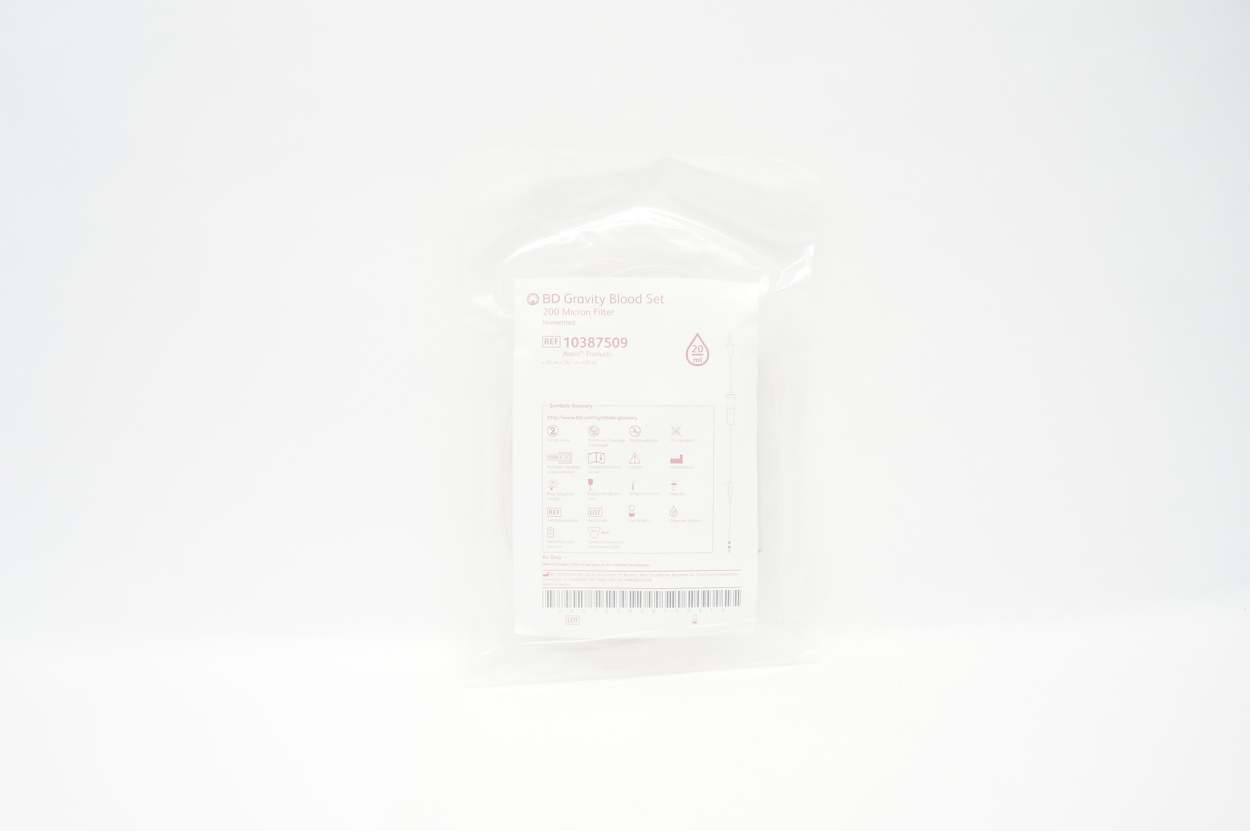 BD 10387509 Gravity Blood Set 200 Micron Filter, Nonvented 20ml