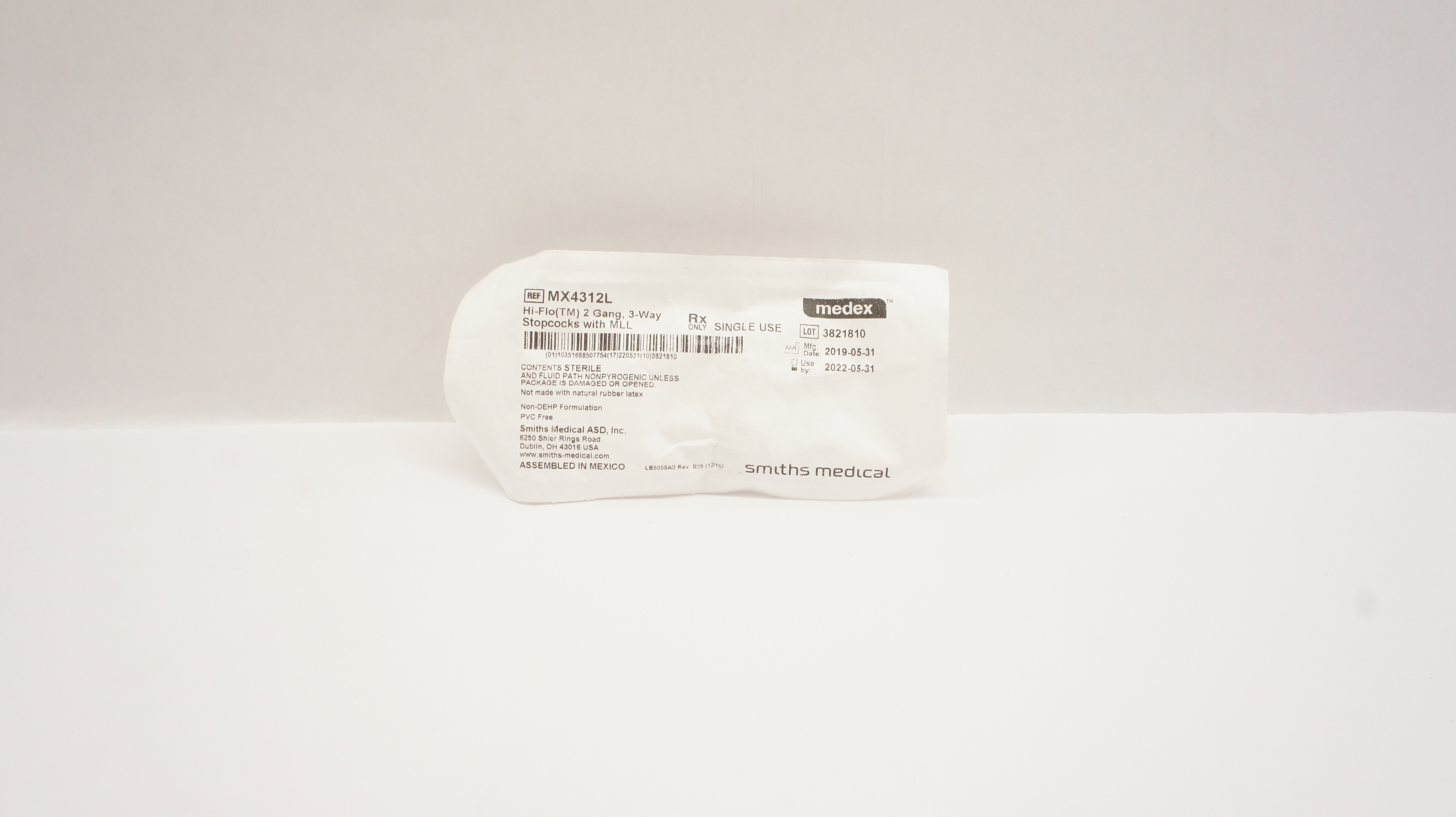 Smiths Medical MX4312L Medex Hi-Flo 2 Gang 3-Way Stopcocks with MLL (x)