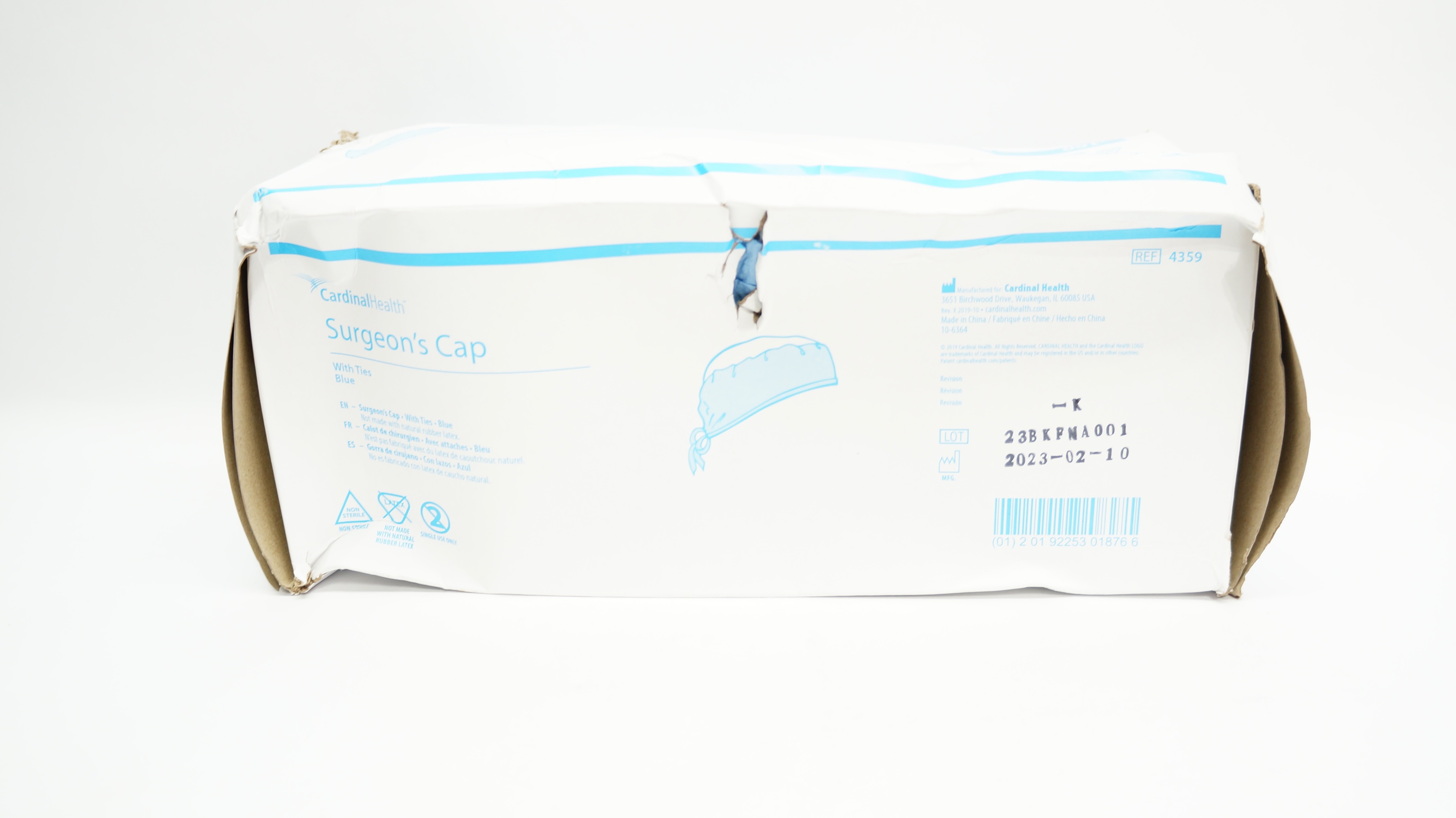 Cardinal Health 4359 Surgeon's Cap w/Ties,  Blue - Box of 100