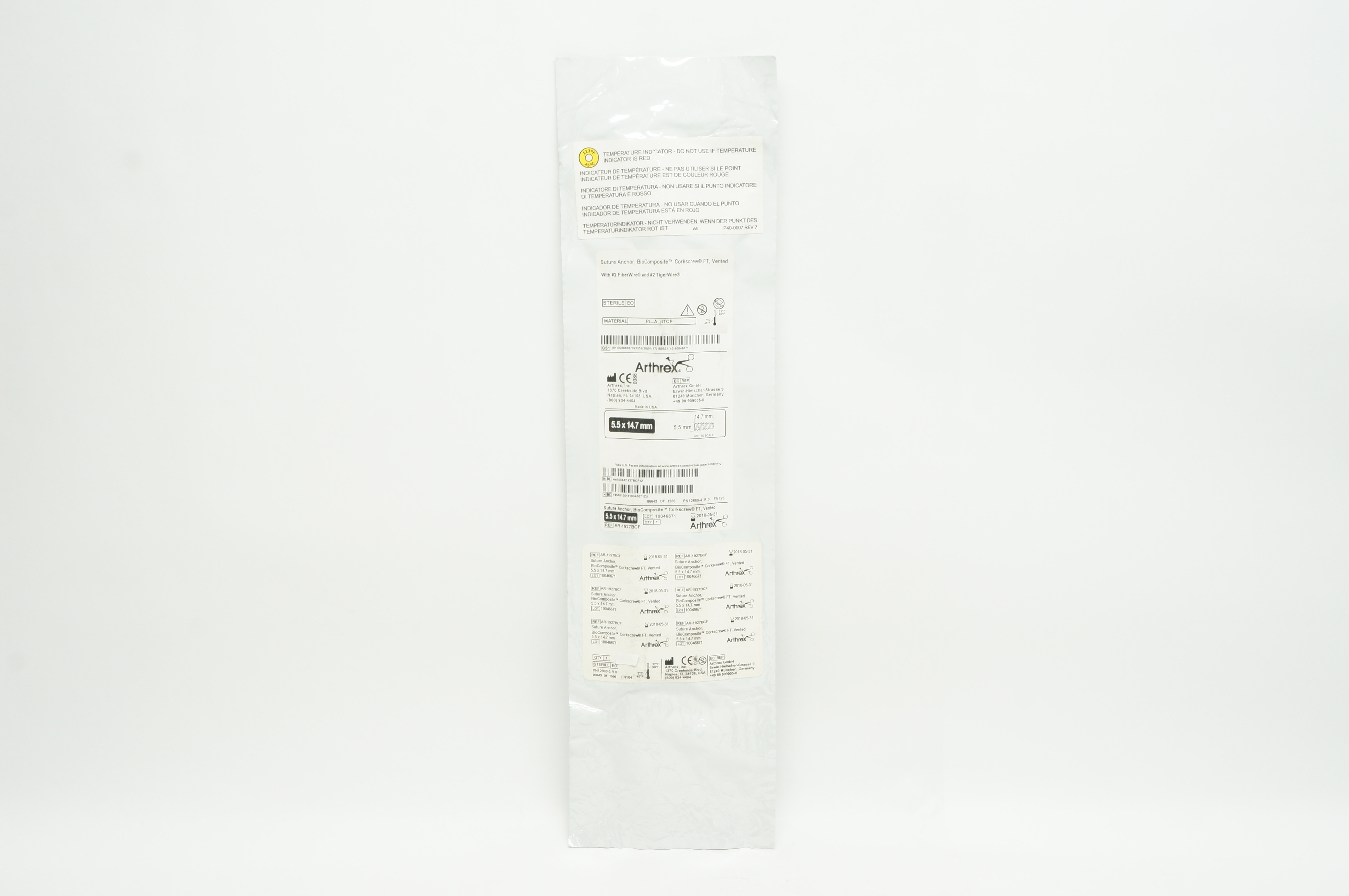 Arthrex AR-1927BCF Stre Anchor BioComposite Corkscrew FT, Vented 5.5x14.7mm (x)