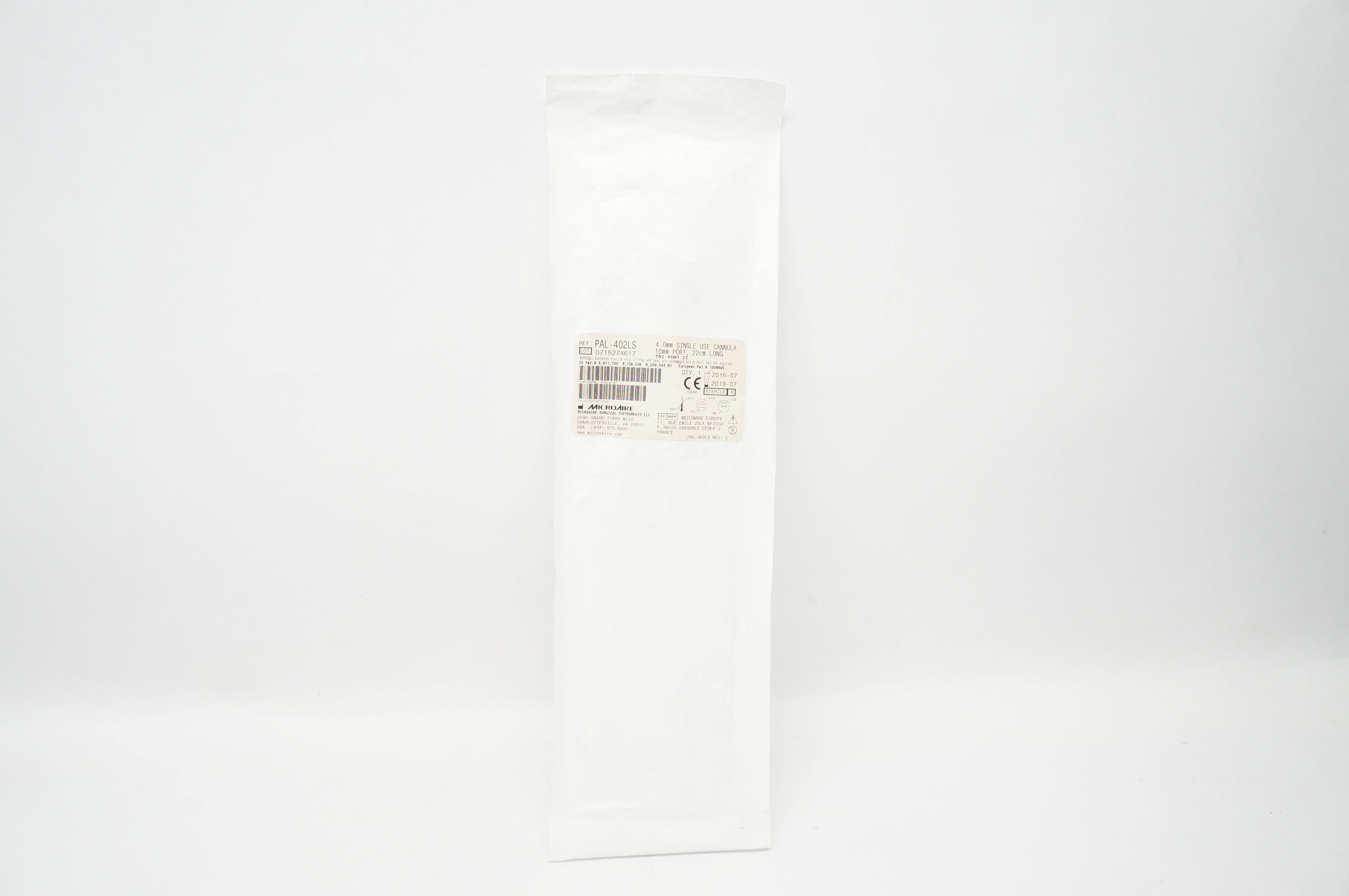 MicroAire PAL-402LS Single Use Cannula 4.0mm 100mm Port 22cm Long Tri-Port 11(x)