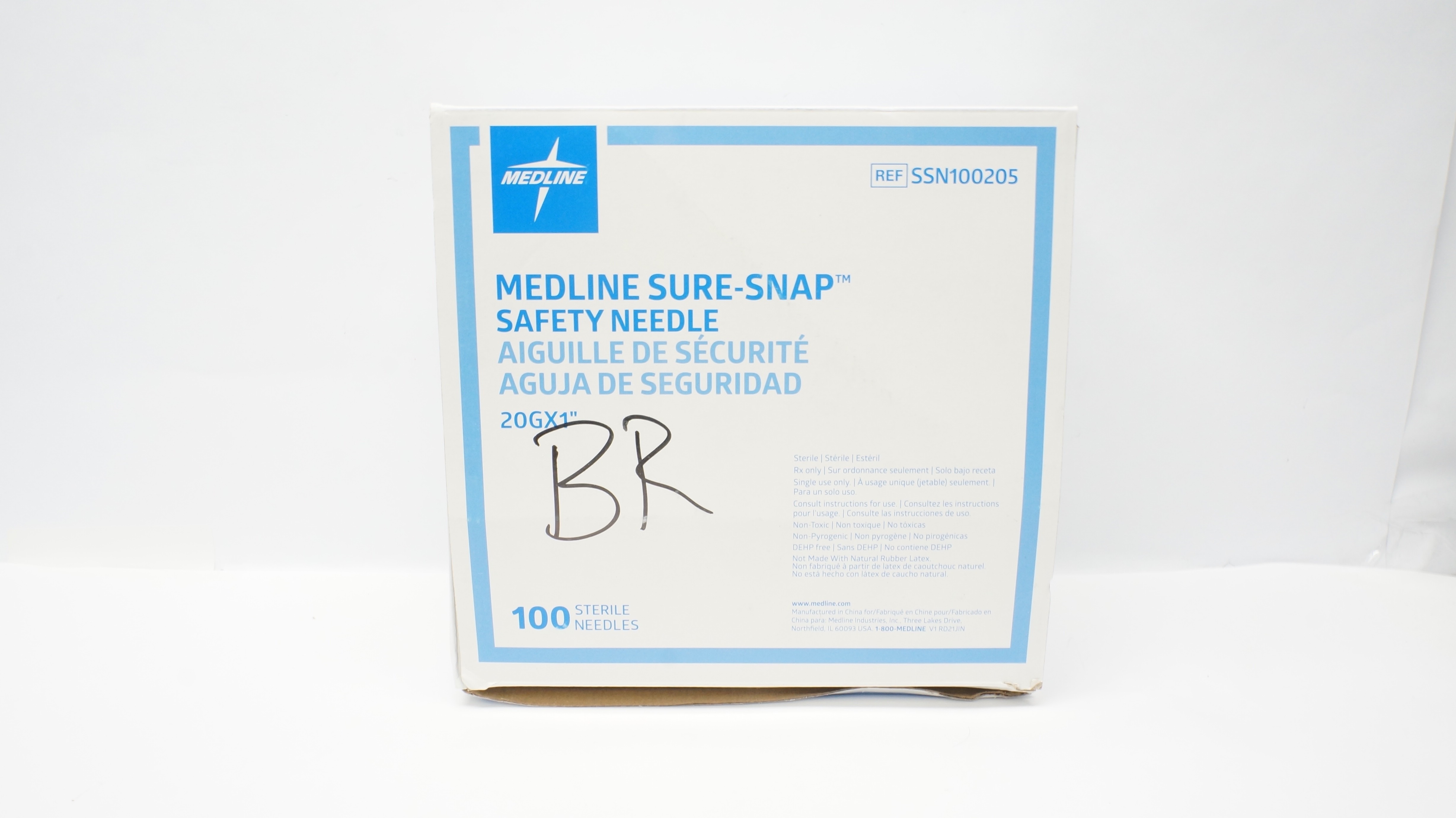 Medline SSN100205 Sure-Snap Safety Needle 20G x 1In - Box of 100