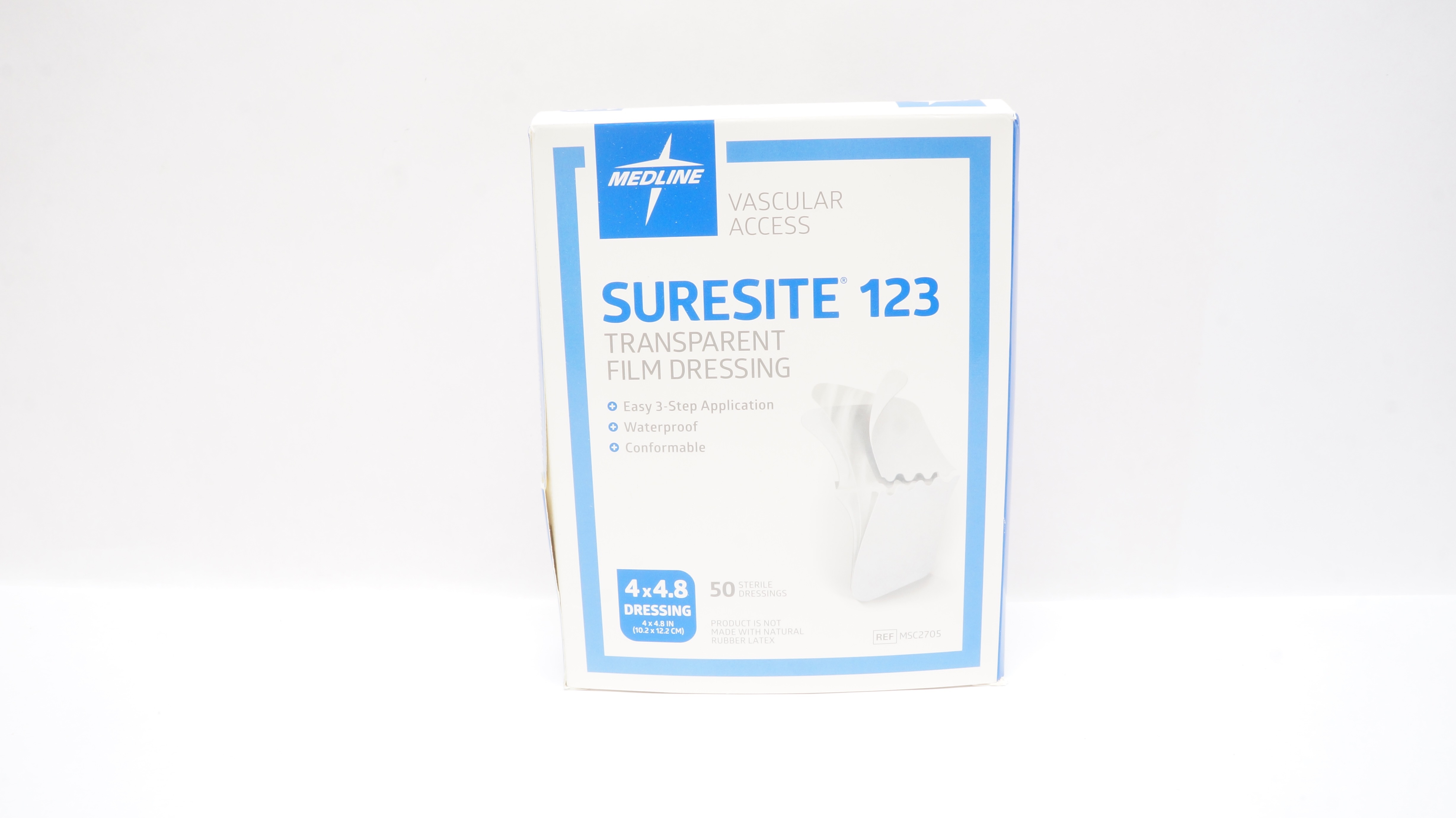 Medline MSC2705 Suresite 123 Transparent Film Dressing 4 x 4.8inch - Box of 50