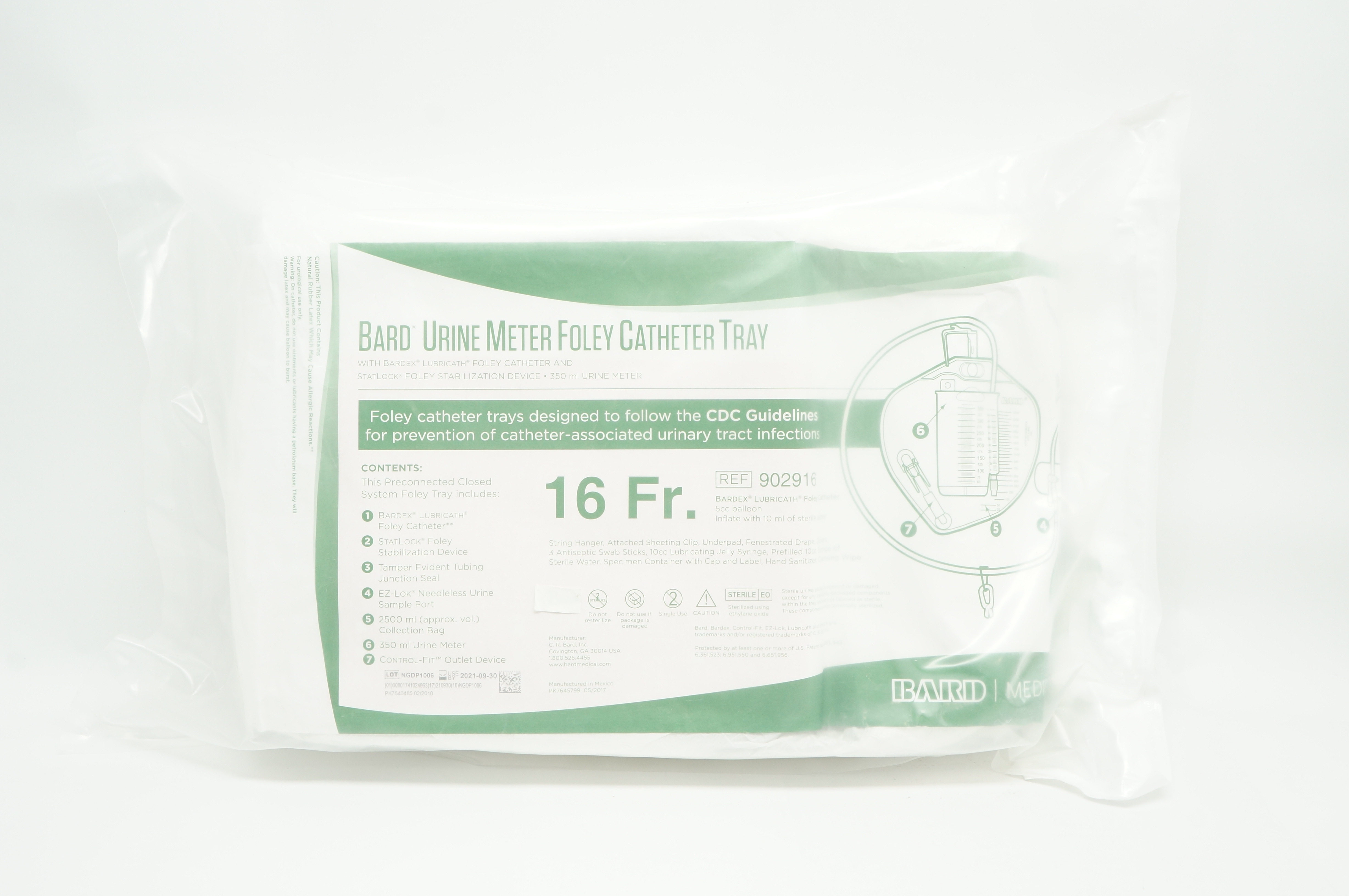 Bard 902916 Urine Meter Foley Cath. Tray 16Fr.