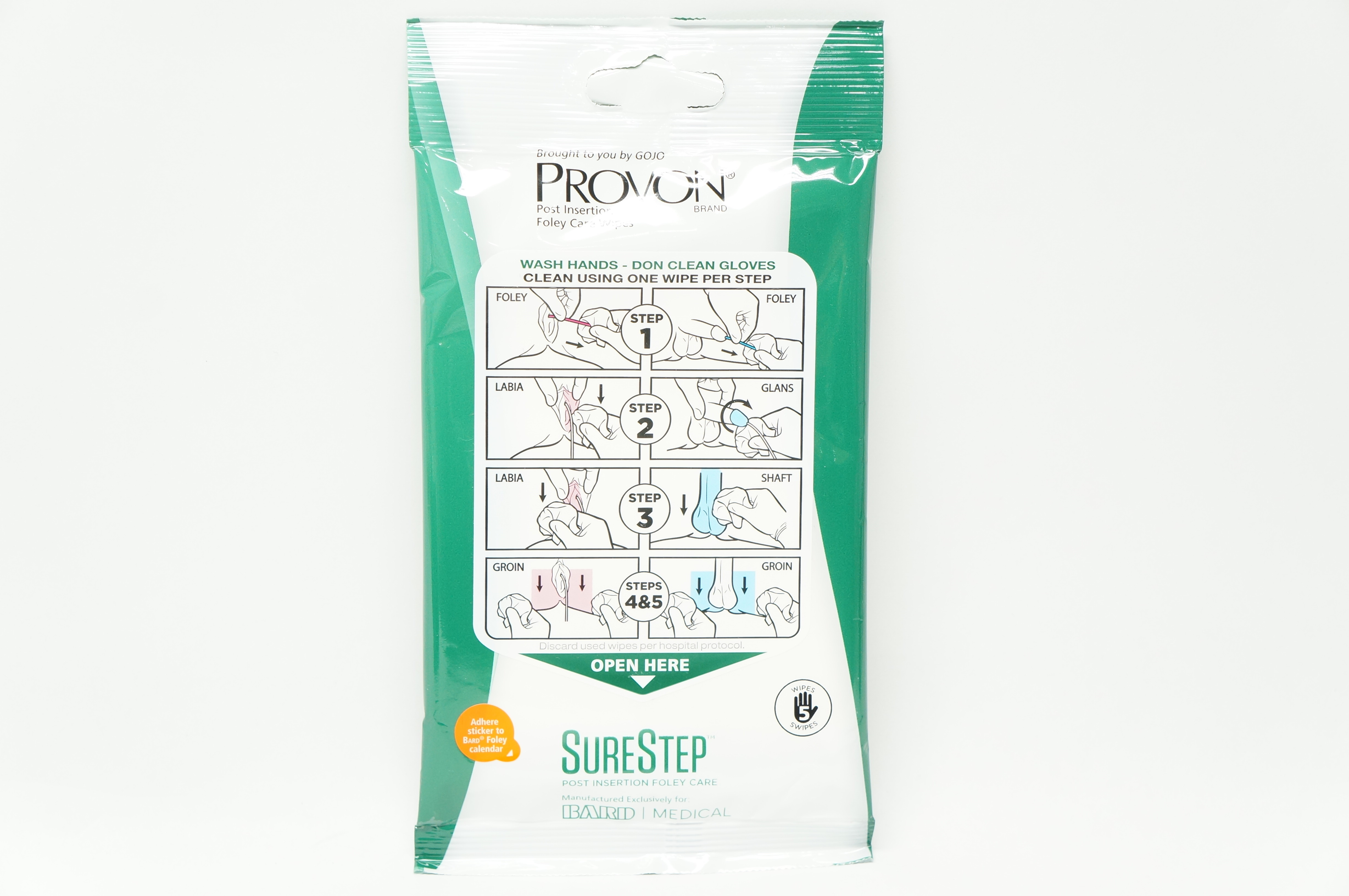 Bard DFC100 SURESTEP Post Insertion Foley Care Wipes 7.9 x 7.9in. (x)