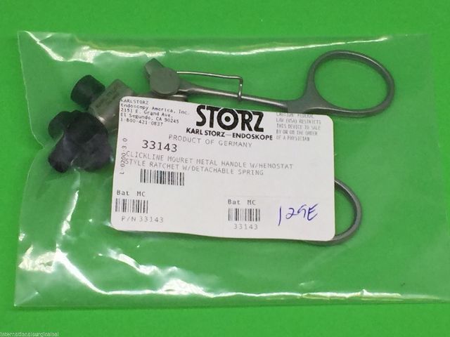 Karl Storz 33143 Clickline Mouret Metal Handle With Hemostat Style Ratchet