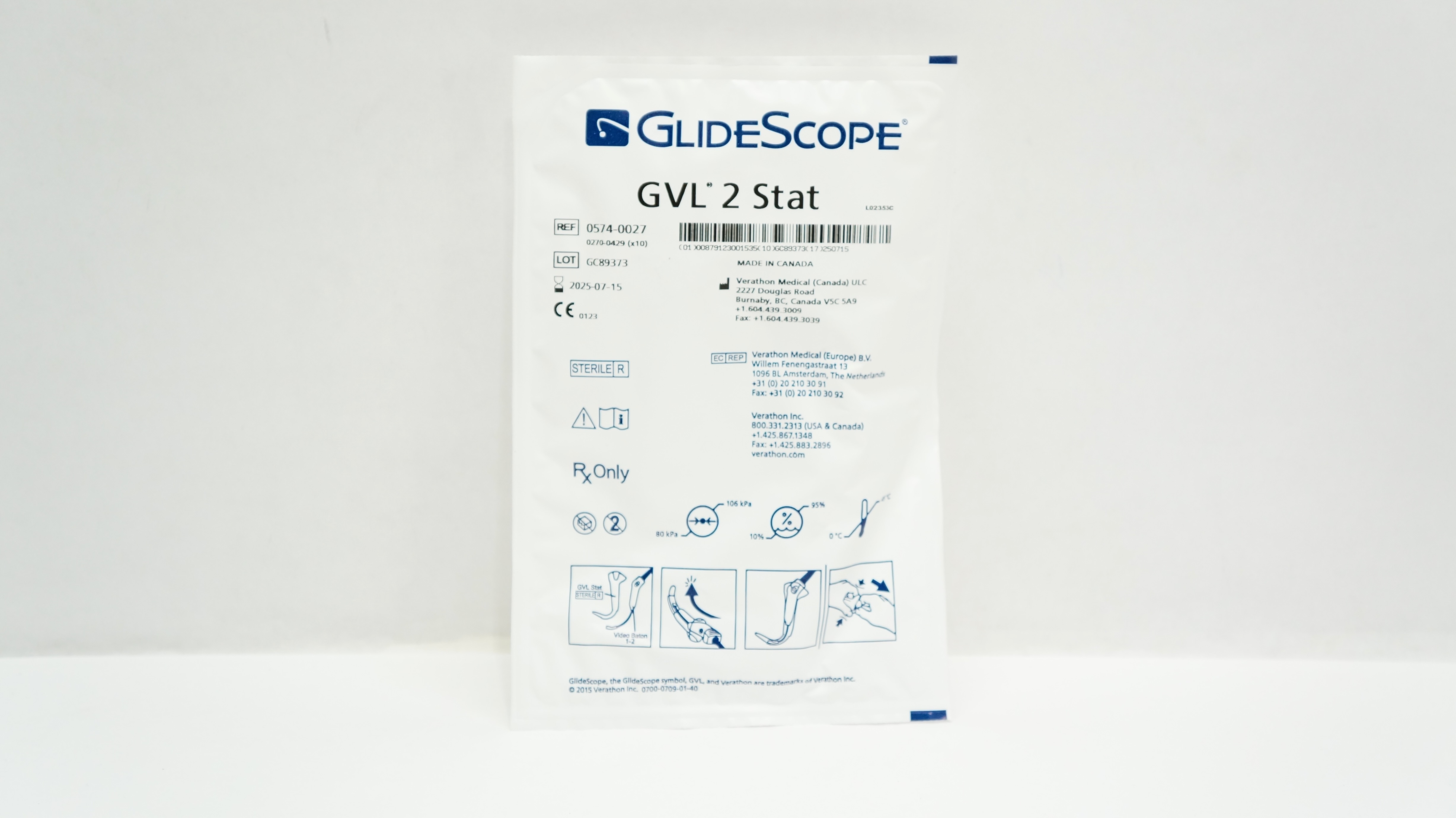 Verathon Medical 0574-0027 GlideScope GVL 2 Stat Video Laryngoscope