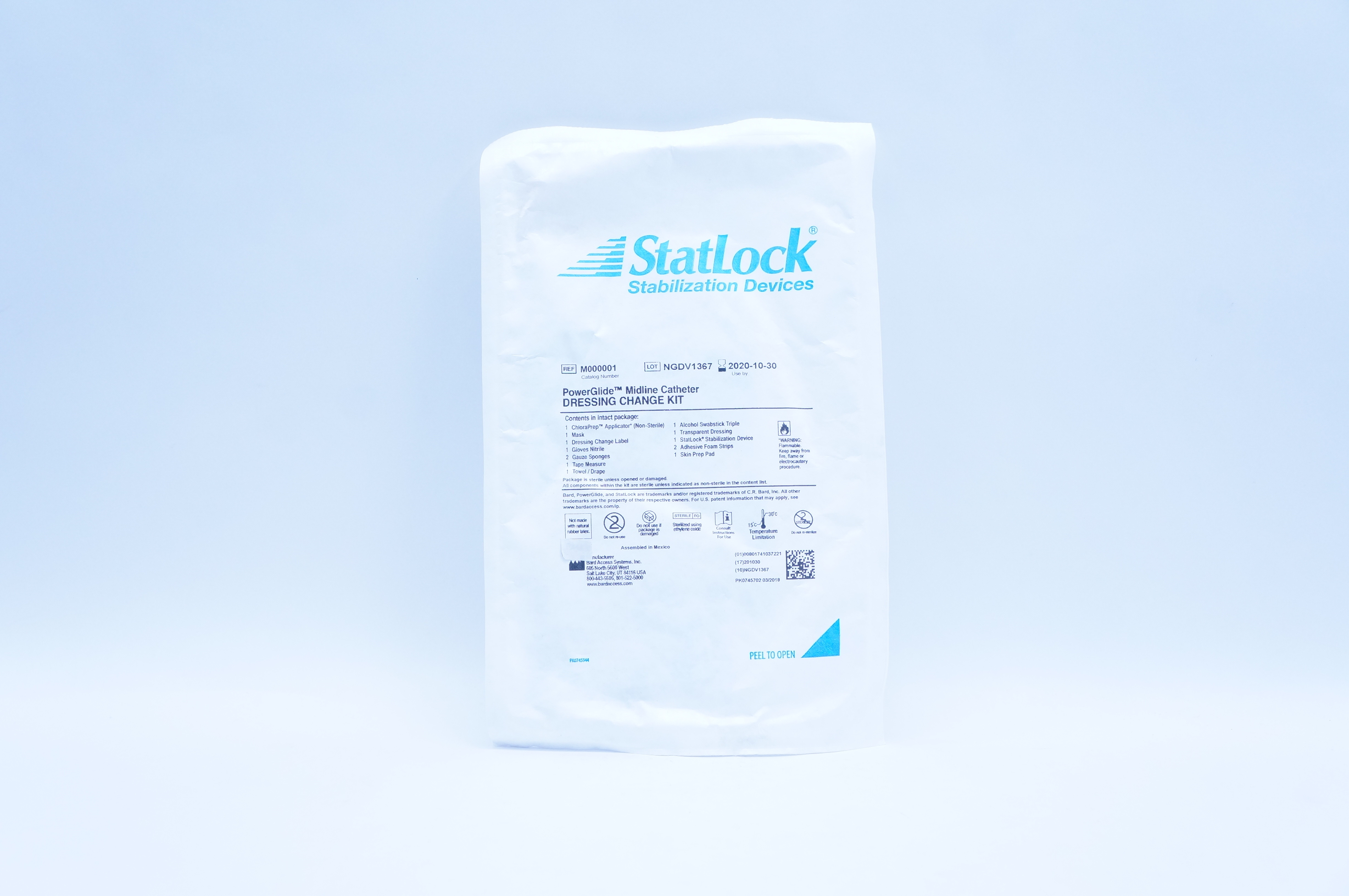 Bard M000001 StatLock PowerGlide Midline Cath. Dressing Change Kit (x)