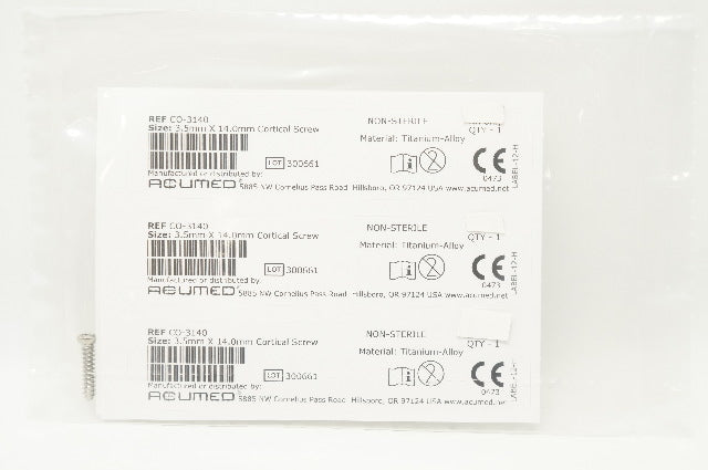 Acumed CO-3140 Congruent Plate System 3.5mm x 14mm Cortical Screw