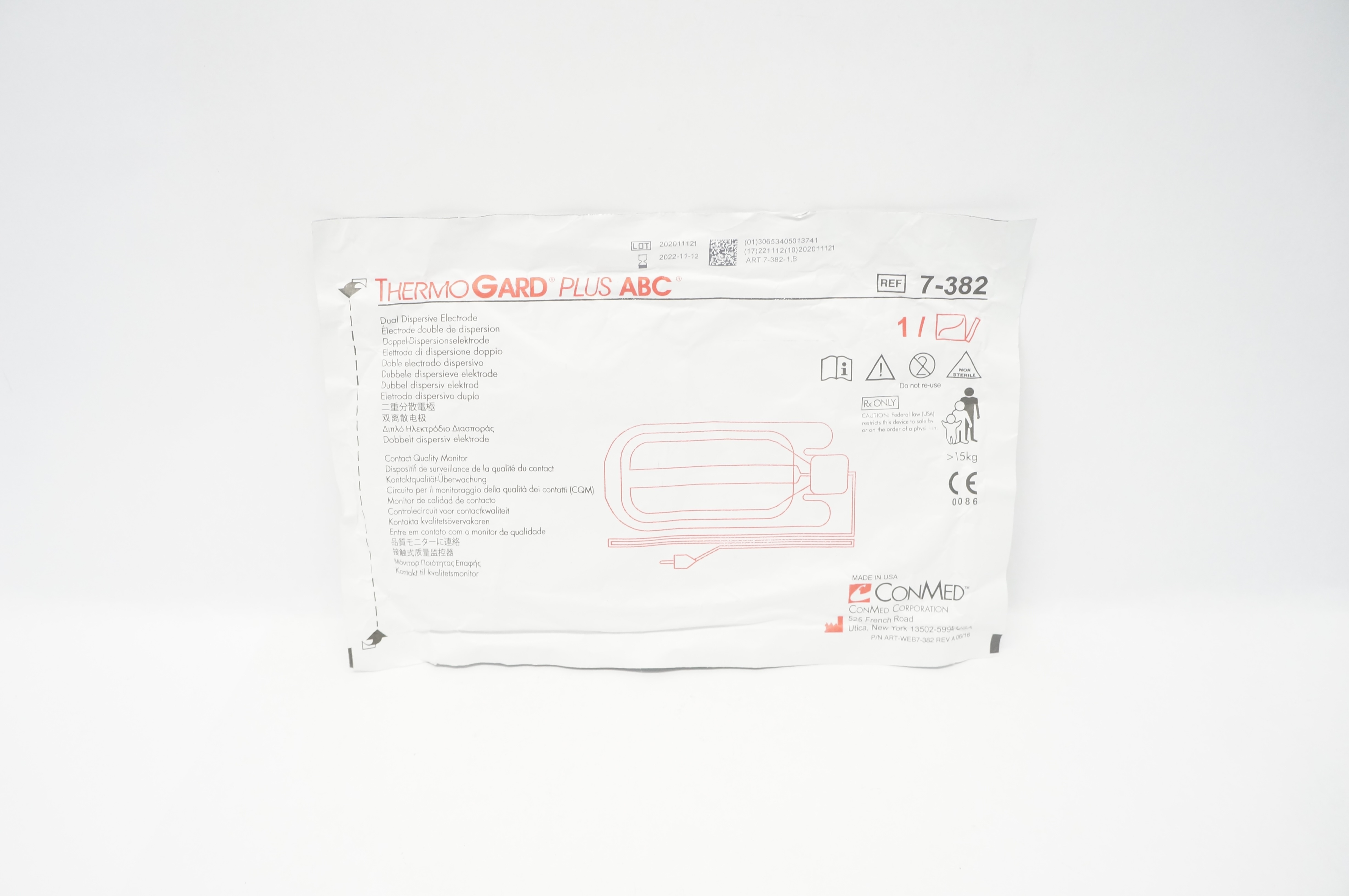 ConMed 7-382 ThermoGard Plus ABC Dual Dispersive Electrode >15kg (x)