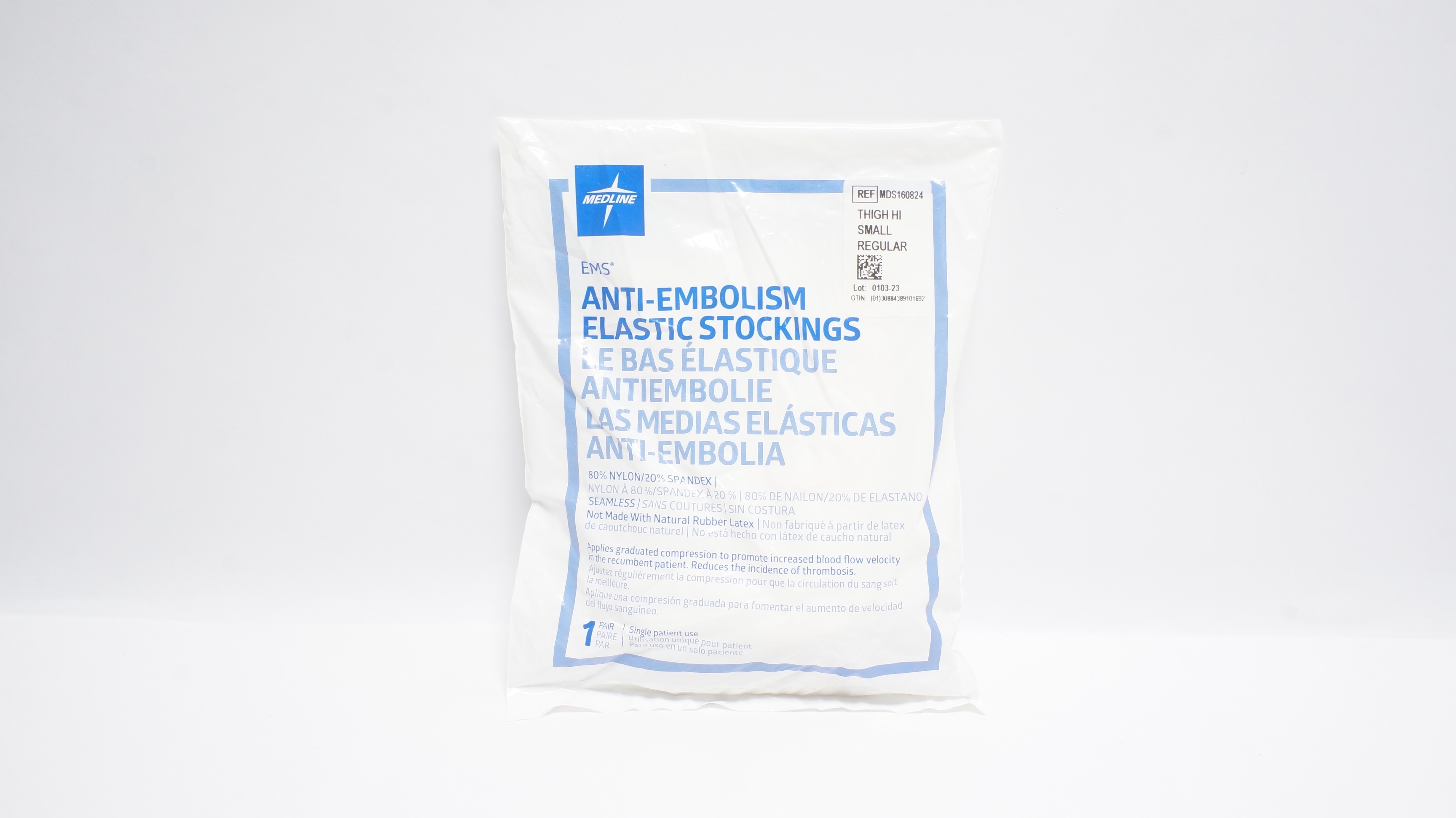 Medline MDS160824 Thigh Hi,Small,Regular EMS Anti-Embolism Eslastic Stockings