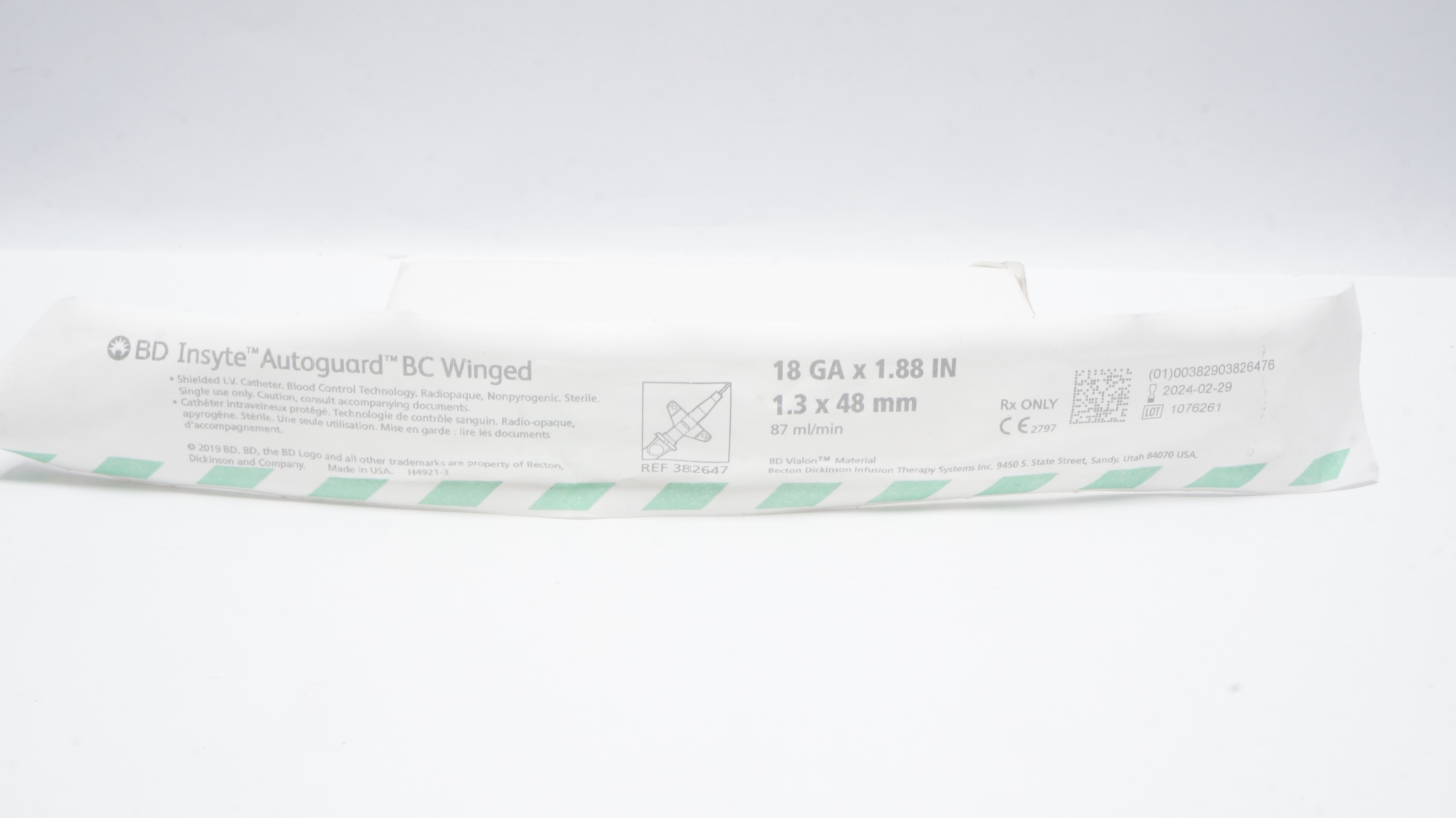 BD 382647 Insyte Autoguard BC Shielded IV Cath. 18Ga x 1.88inch, 87mL/min(x)