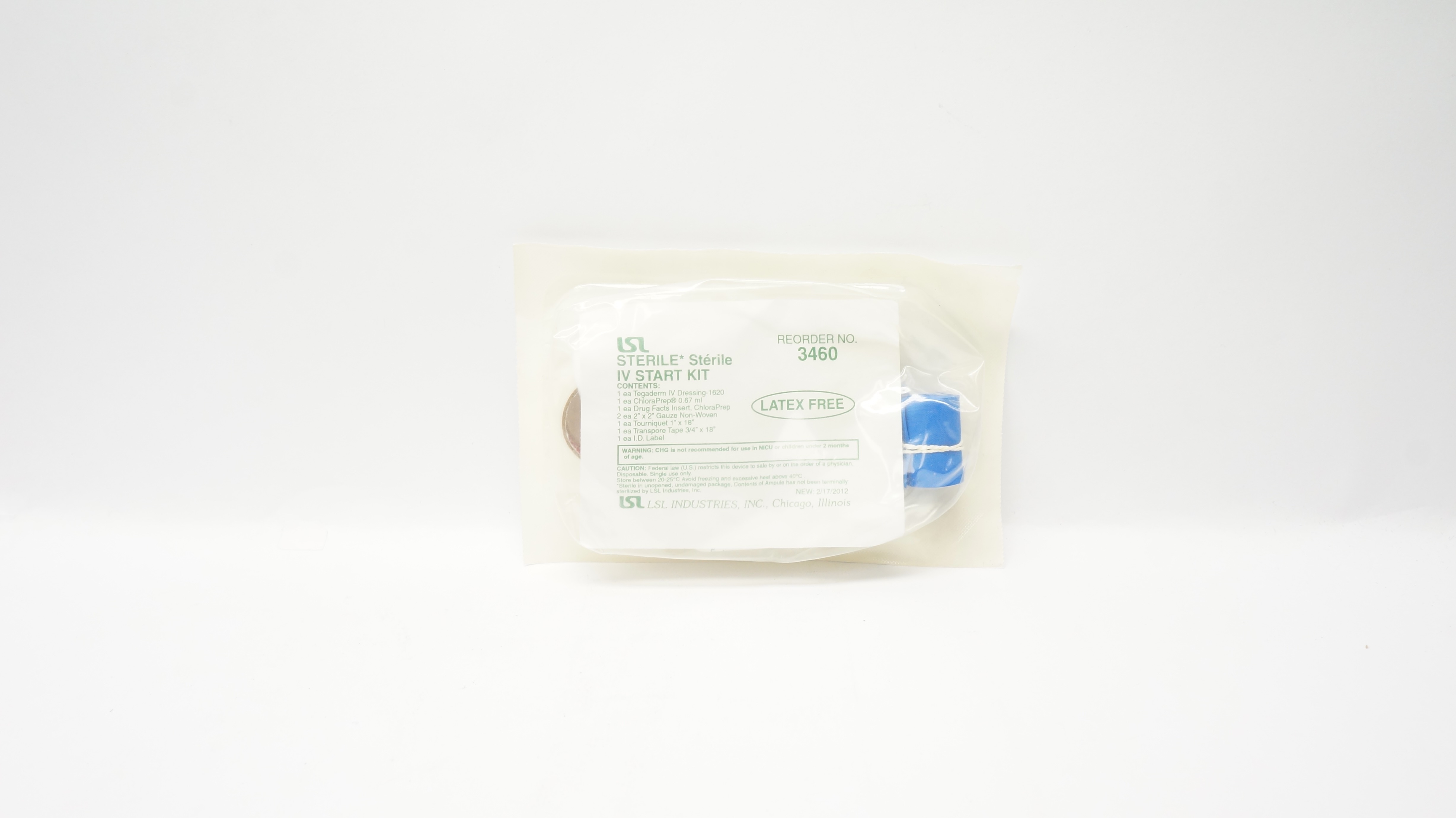 LSL Industries 3460 Sterile IV Start Latex Free  Kit