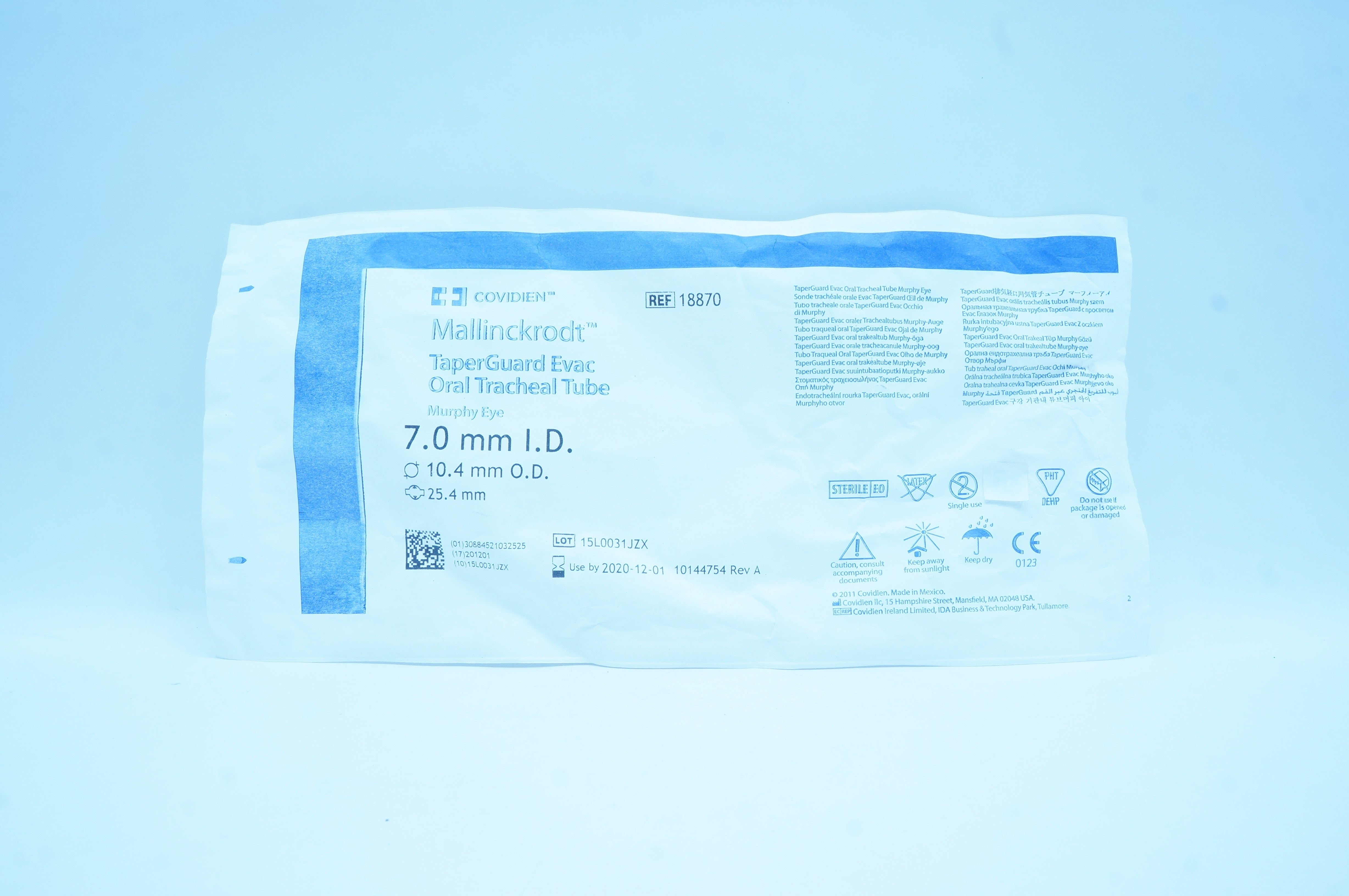 Covidien 18870 TaperGuard Evac Oral Tracheal Tube 7.0 x 10.4 x 25.4mm (x)