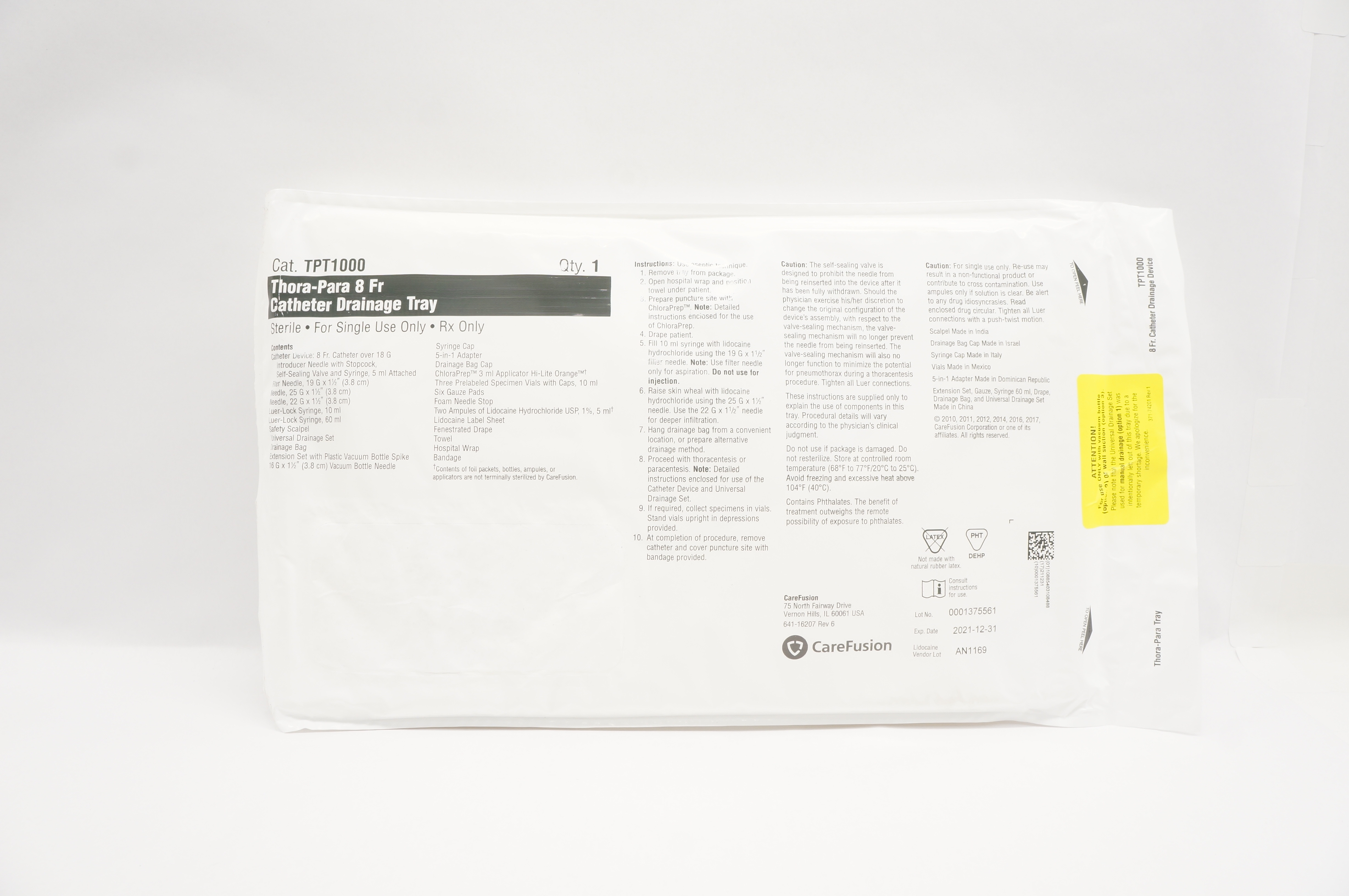 CareFusion TPT1000 Thora-Para Cath. Drainage Tray, 8 Fr (x)