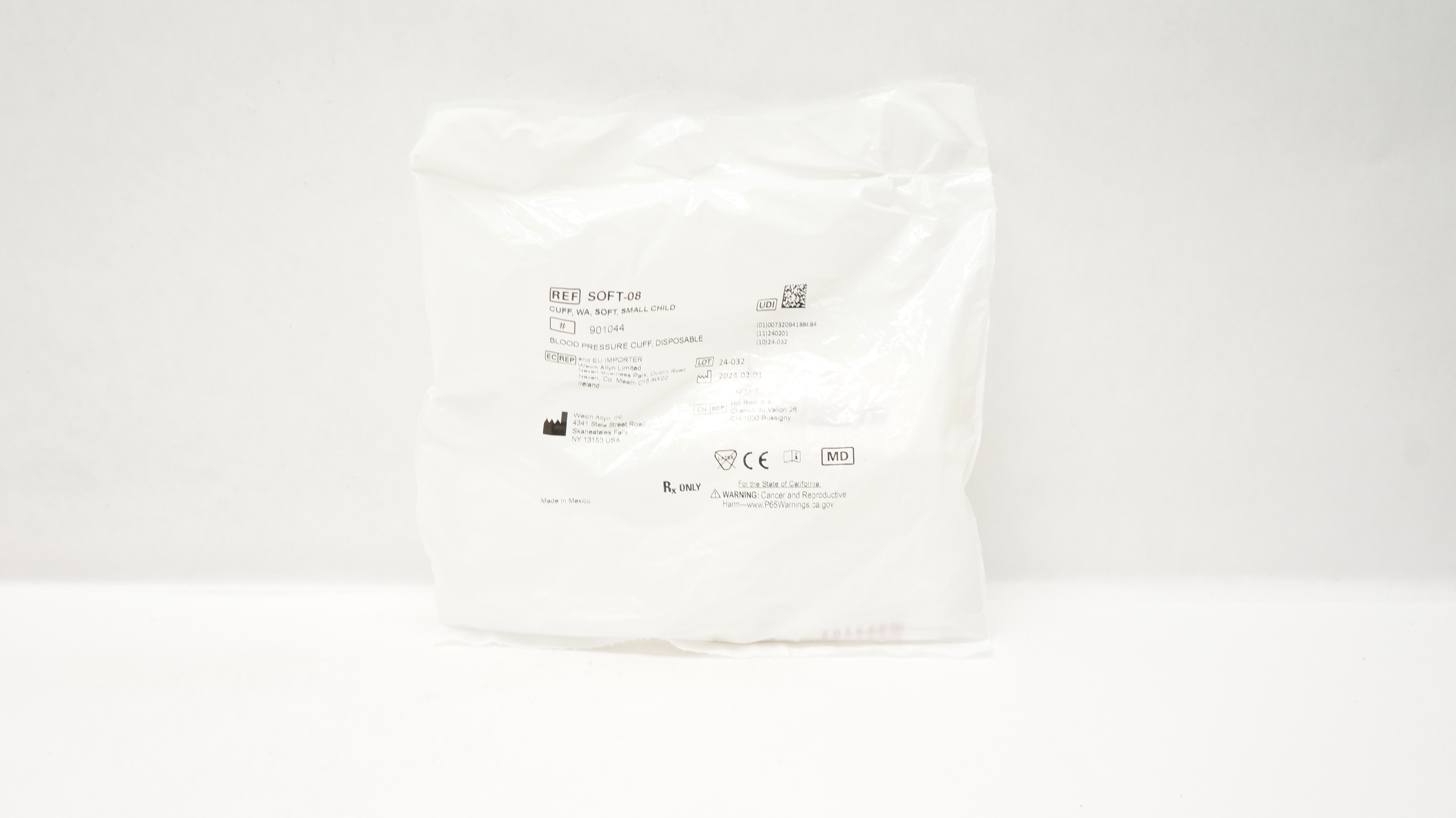 WelchAllyn 901044 SOFT-08 Disposable Blood Pressure Cuff Child 8, Small