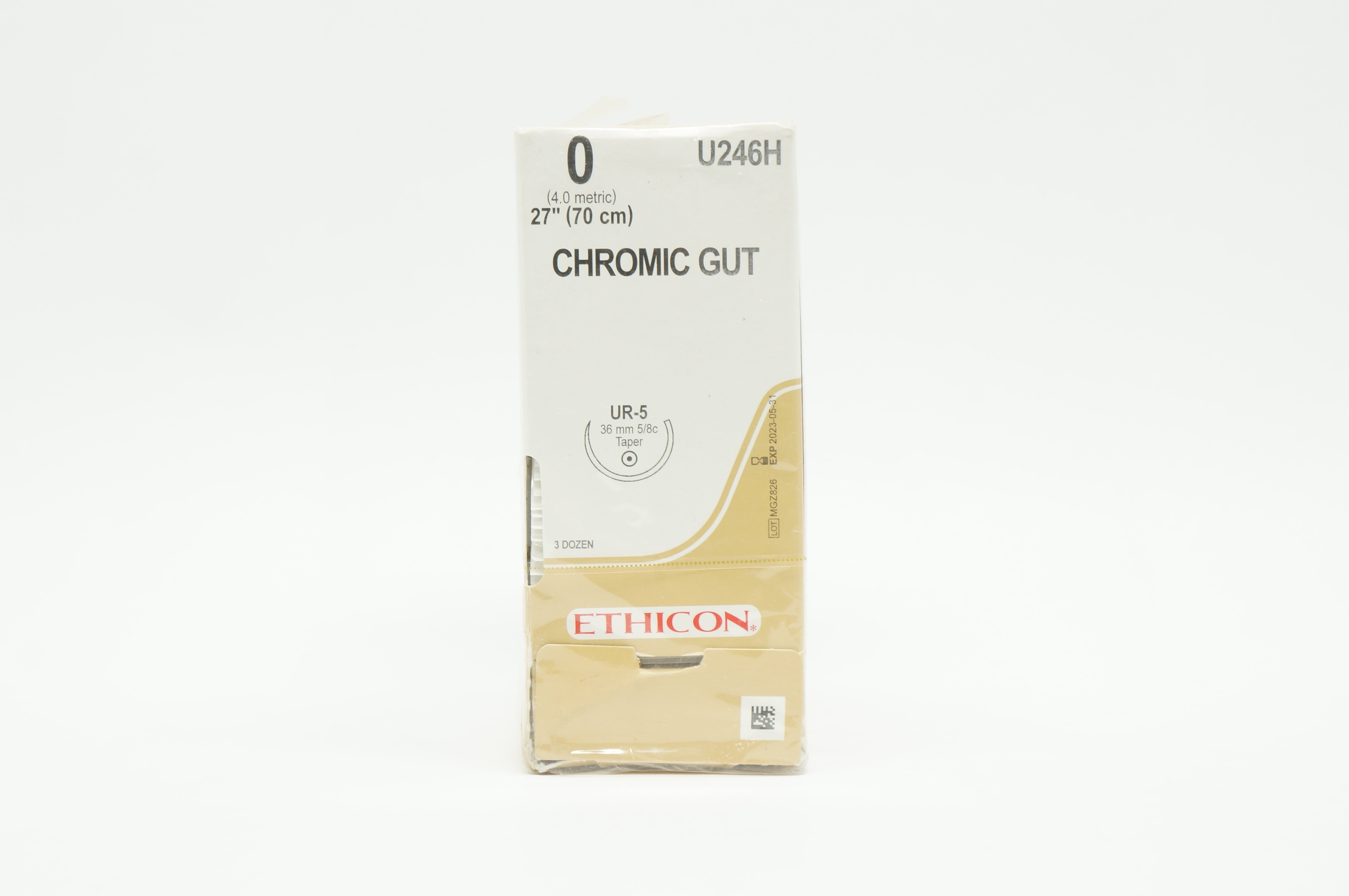 Ethicon U246H 0 Chromic Gut UR-5 36mm 5/8c Taper 27inch - Box of 36