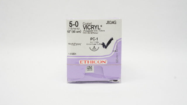 Ethicon J834G 5-0 VICRYL, PC-1, 13mm 3/8c, 18in. (x) - Box of 36