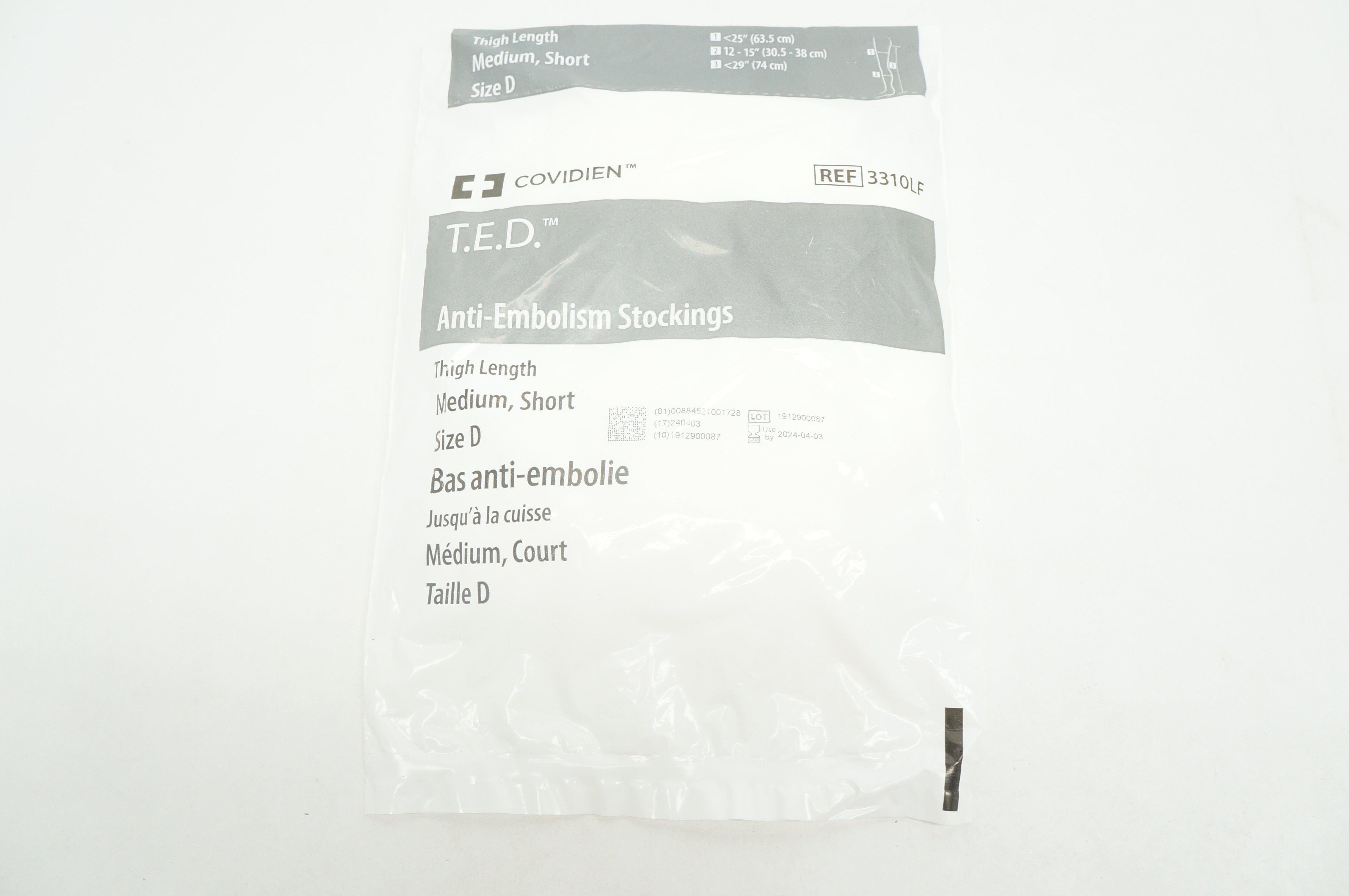 Covidien 3310LF T.E.D. Anti-Embolism Stockings, Thigh Length Medium, Size D
