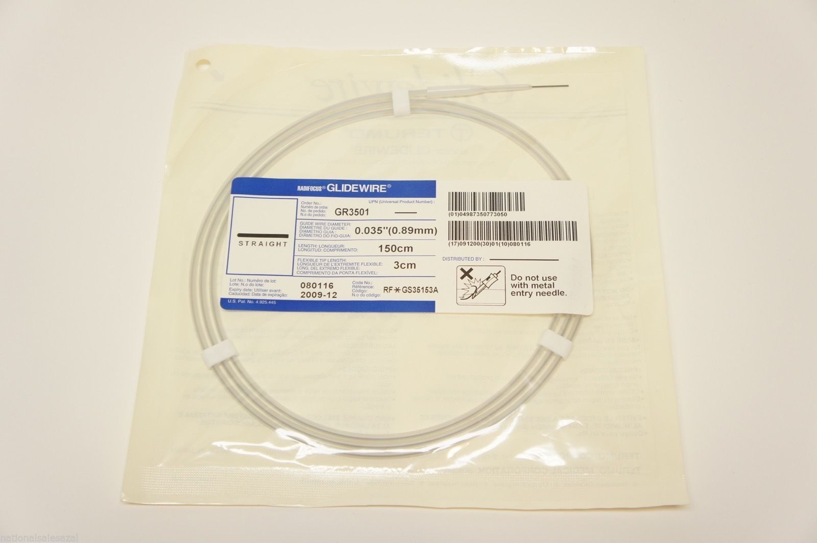 GR3501 ~ Glidewire Straight 0.035inch x 150cm (x) 