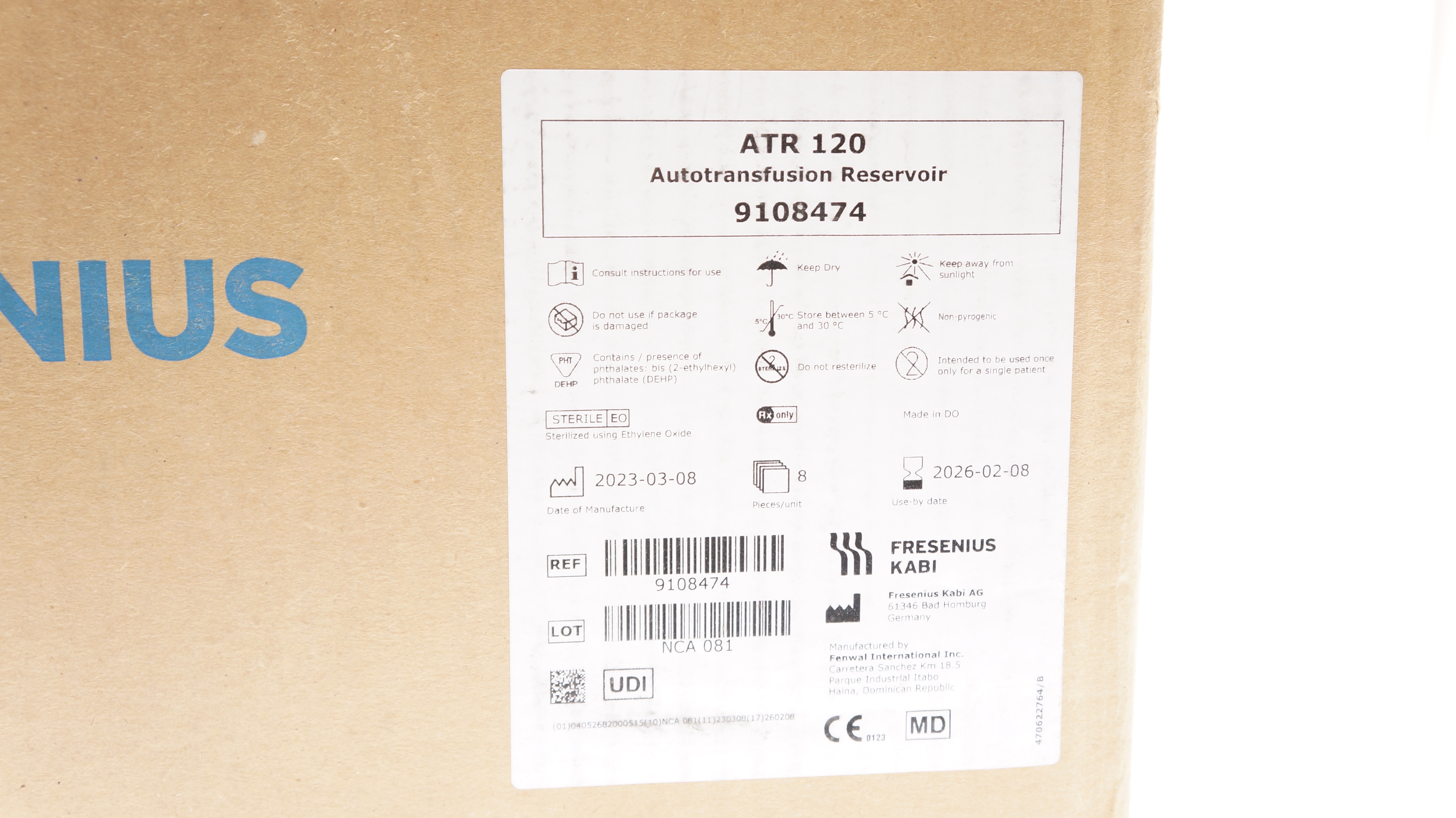 Fresenius Kabi 9108474 ATR 120 Autotransfusion Reservoir - Box of 8